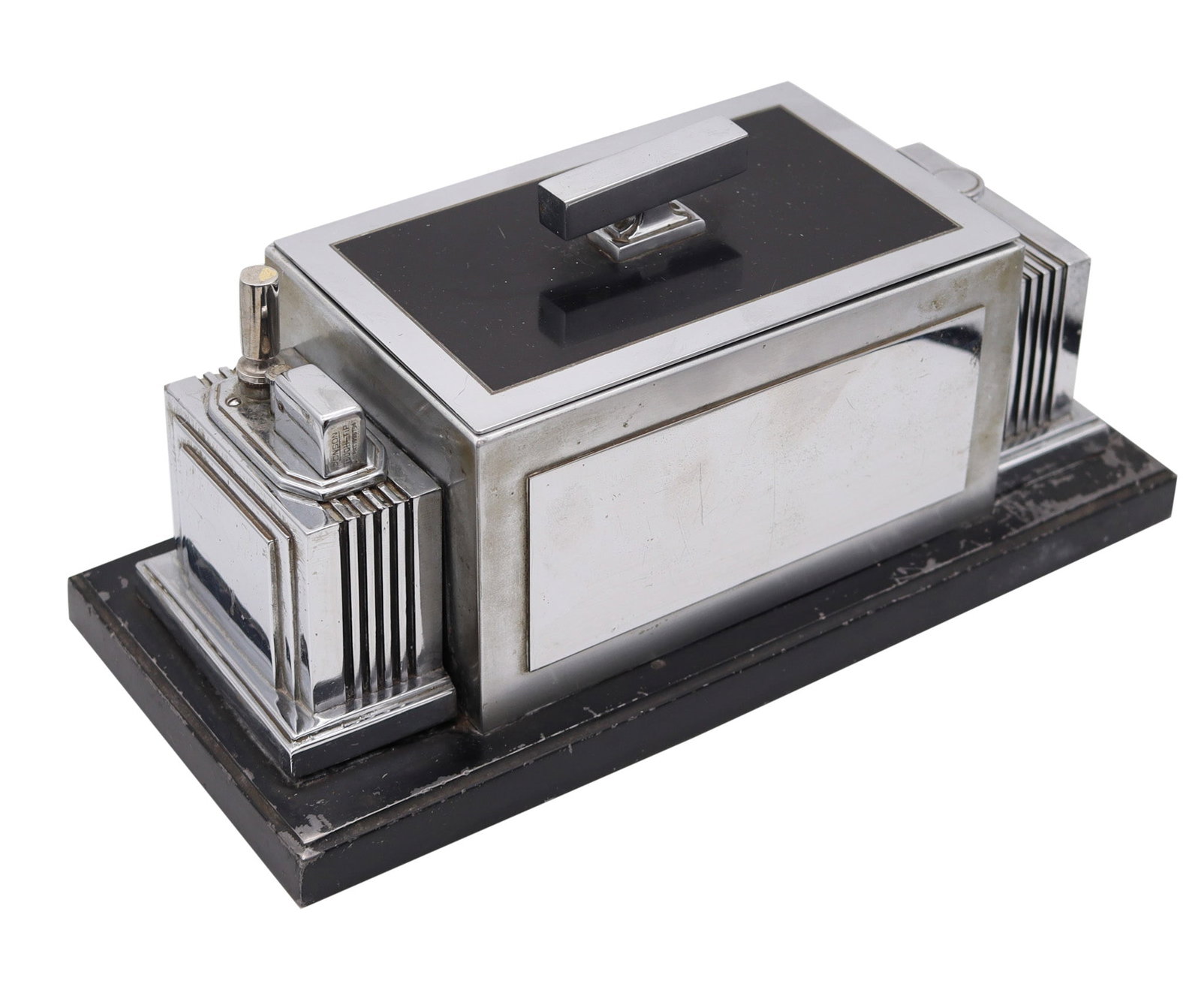 RONSON 1936 Art-Deco Machine Age Cigar Humidor Desk Box And Touch-Tip Striker (1 of 8)