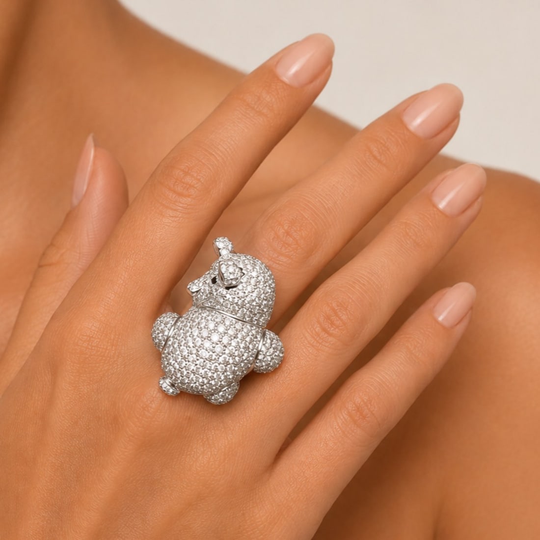 18K White Gold Bear Ring with 16.06 CTW in Diamonds (1 of 4)