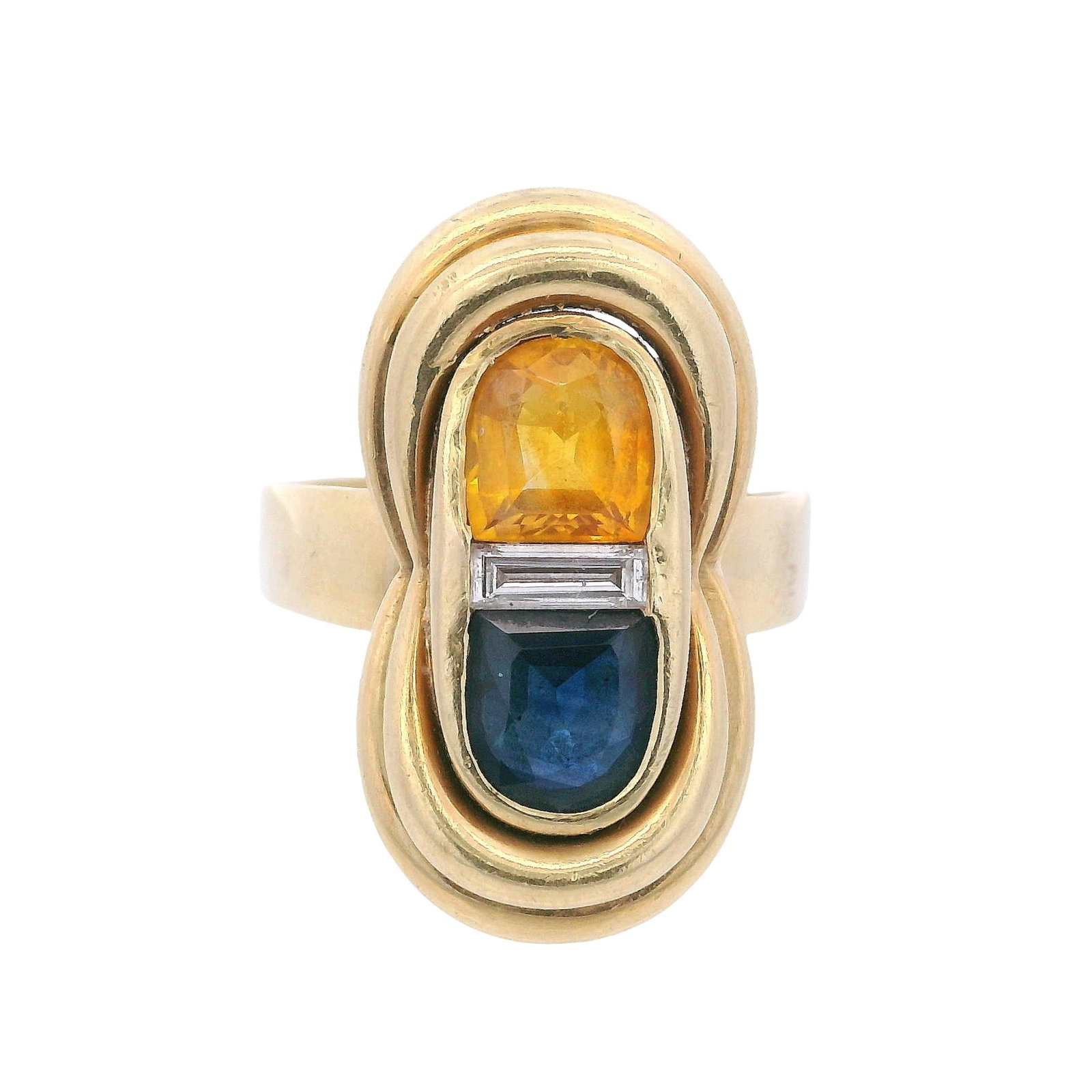 Retro 18K Yellow Gold Ring with 4.15 CTW in Sapphire & Diamond (1 of 7)