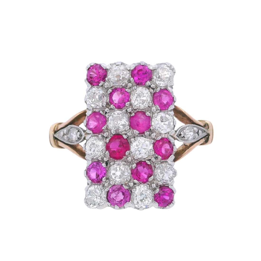 Edwardian 18K Yellow Gold & Platinum Ring with 1.30 CTW in Diamond & Ruby (1 of 7)