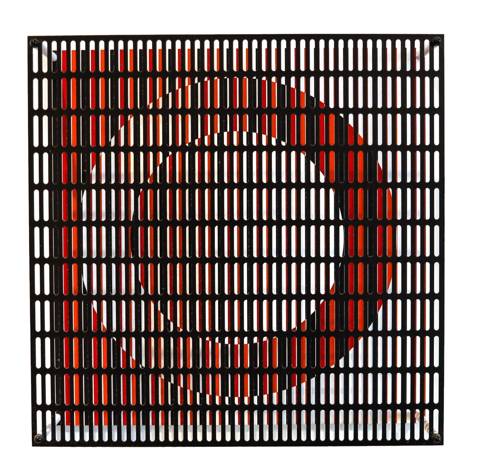 ANTONIO ASIS 2010 "Vibration Cercles Noir Orange Et Rouge" Op-Art Wall Sculpture (1 of 10)