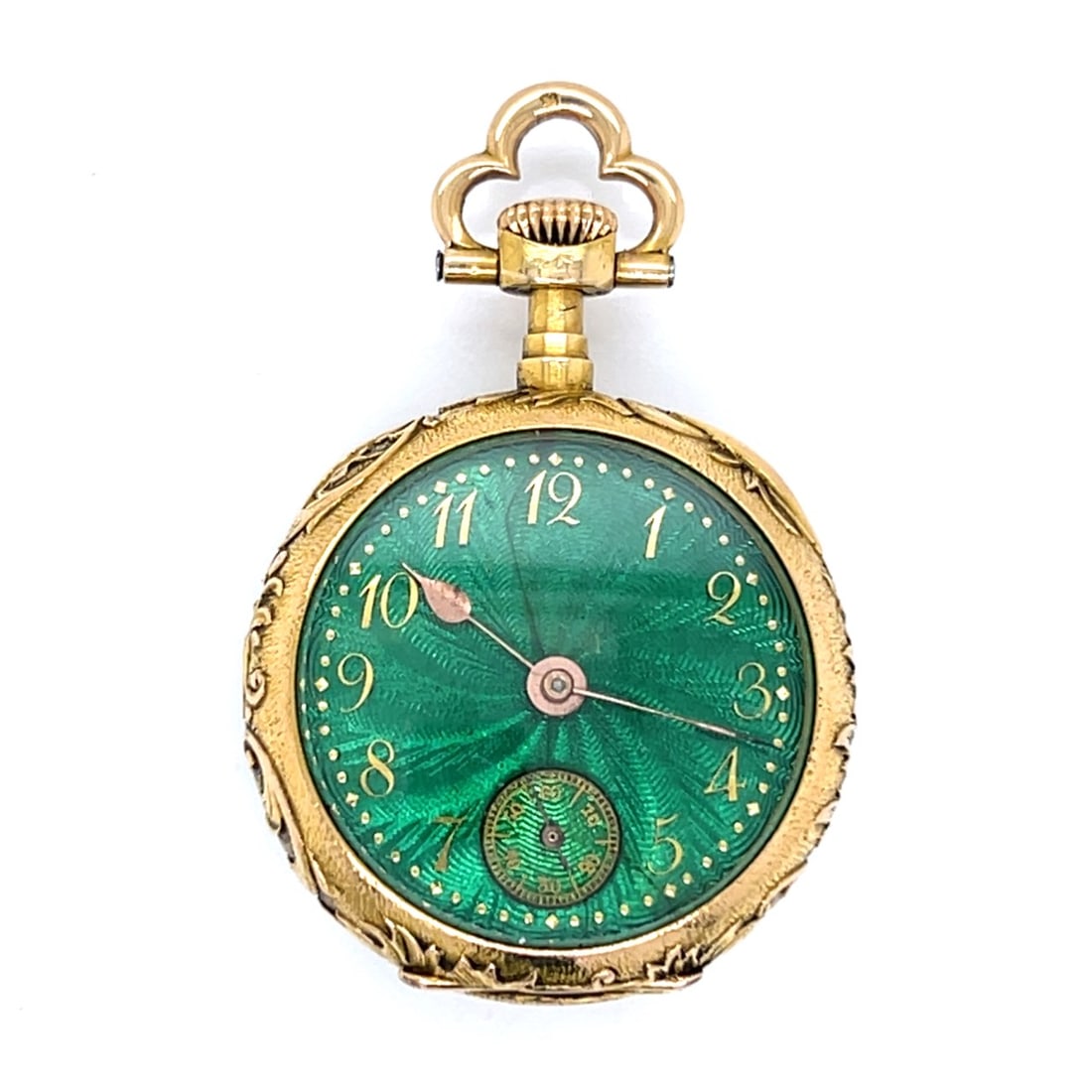 Antique 18K Yellow Gold Guilloché Enameled Pocket Watch (1 of 5)