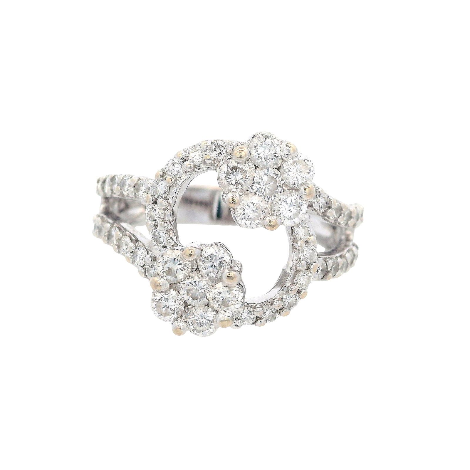 18K White Gold Flower Ring with 1.25 CTW in Diamonds (1 of 7)