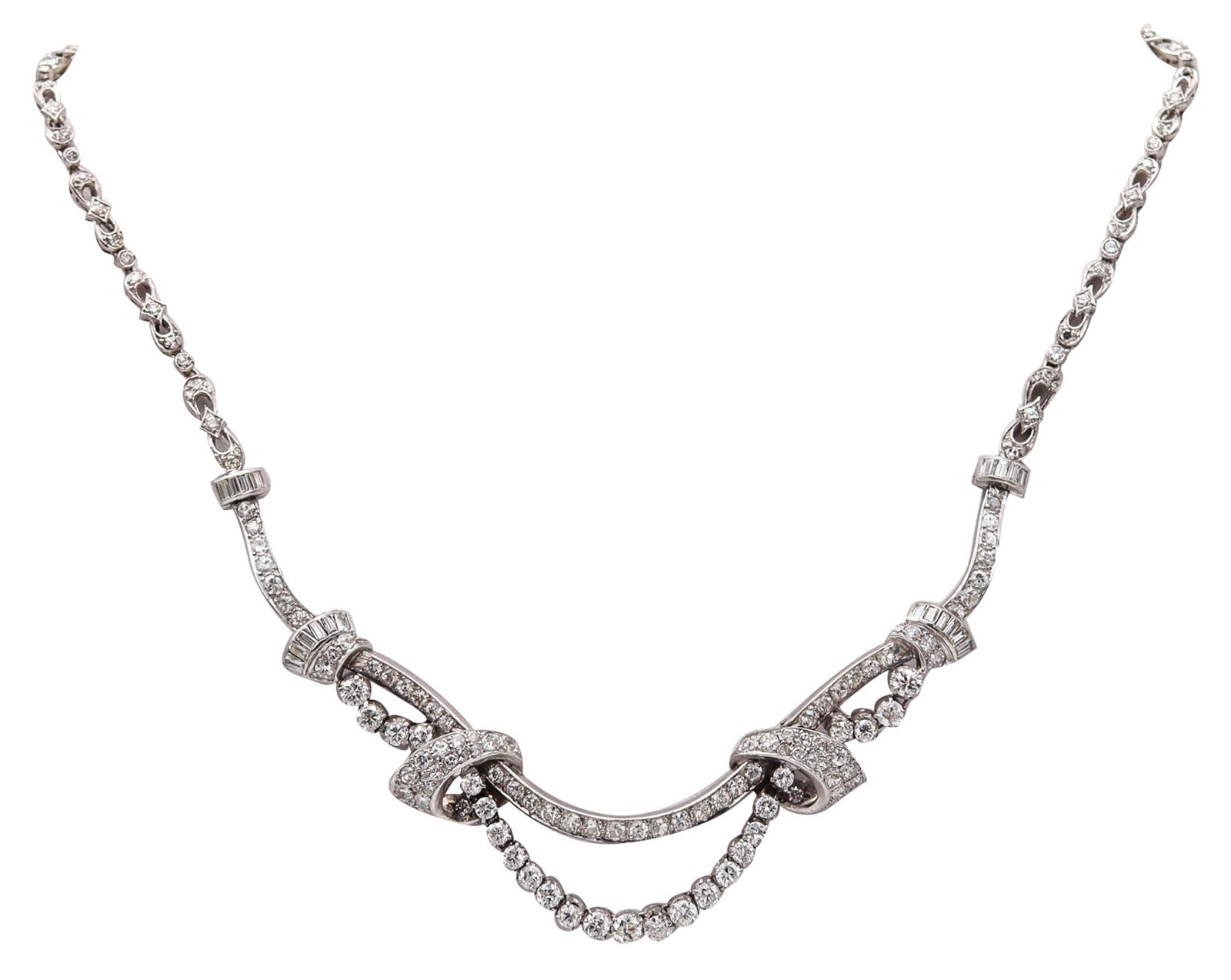 Art Deco 1935 American Garlands Necklace In Platinum With 12.68 Ctw In Diamonds (1 of 12)