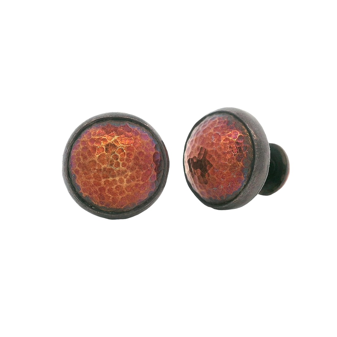 Sterling Silver & 24K Yellow Gold Cufflinks: Handsome pair of cufflinks crafted in sterling silver with hammered 24K yellow gold accents, featuring round, textured tops that showcase warm, artisan character and a bold, modern look. The cufflinks