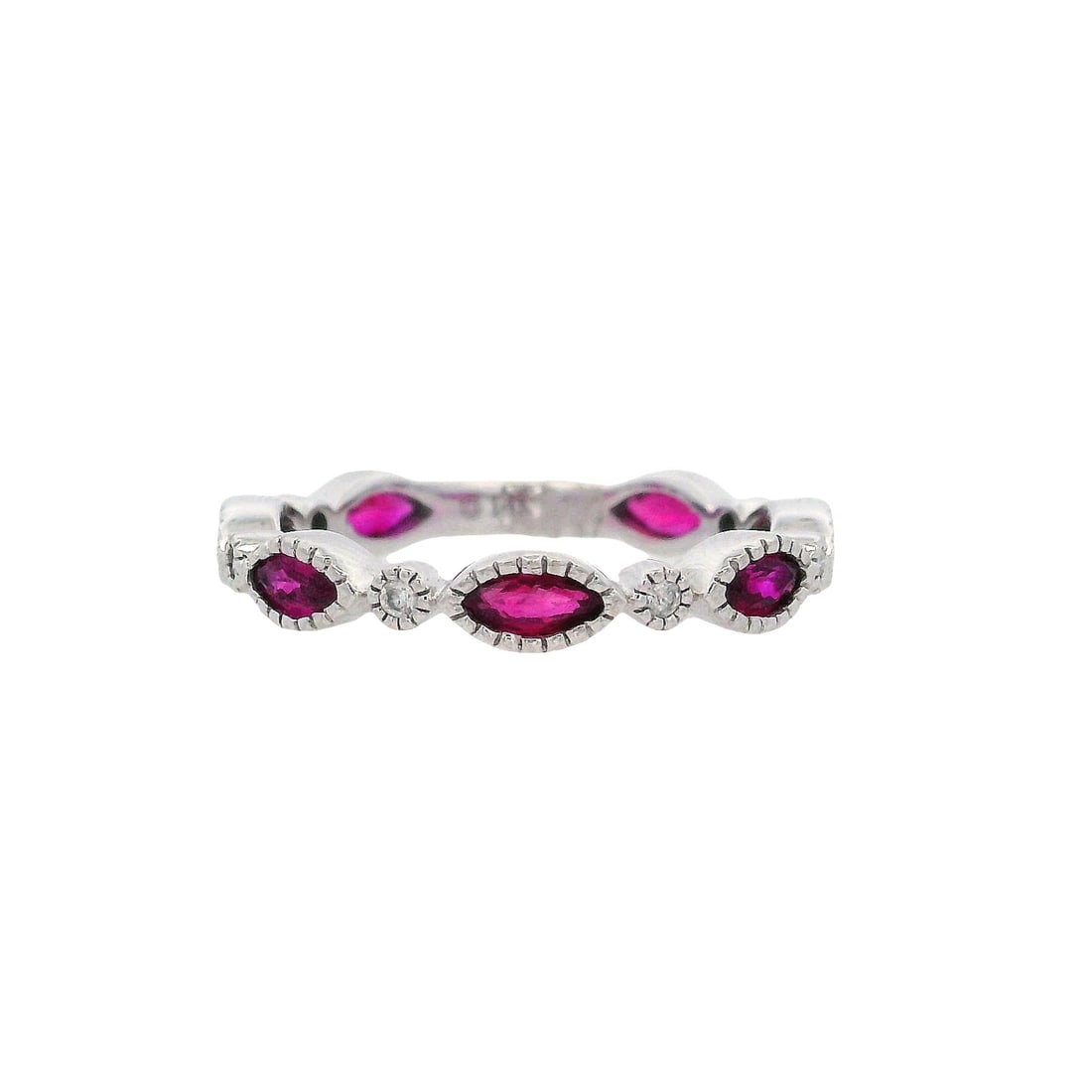 14K White Gold Eternity Band Ring with Rubies & Diamonds (1 of 8)