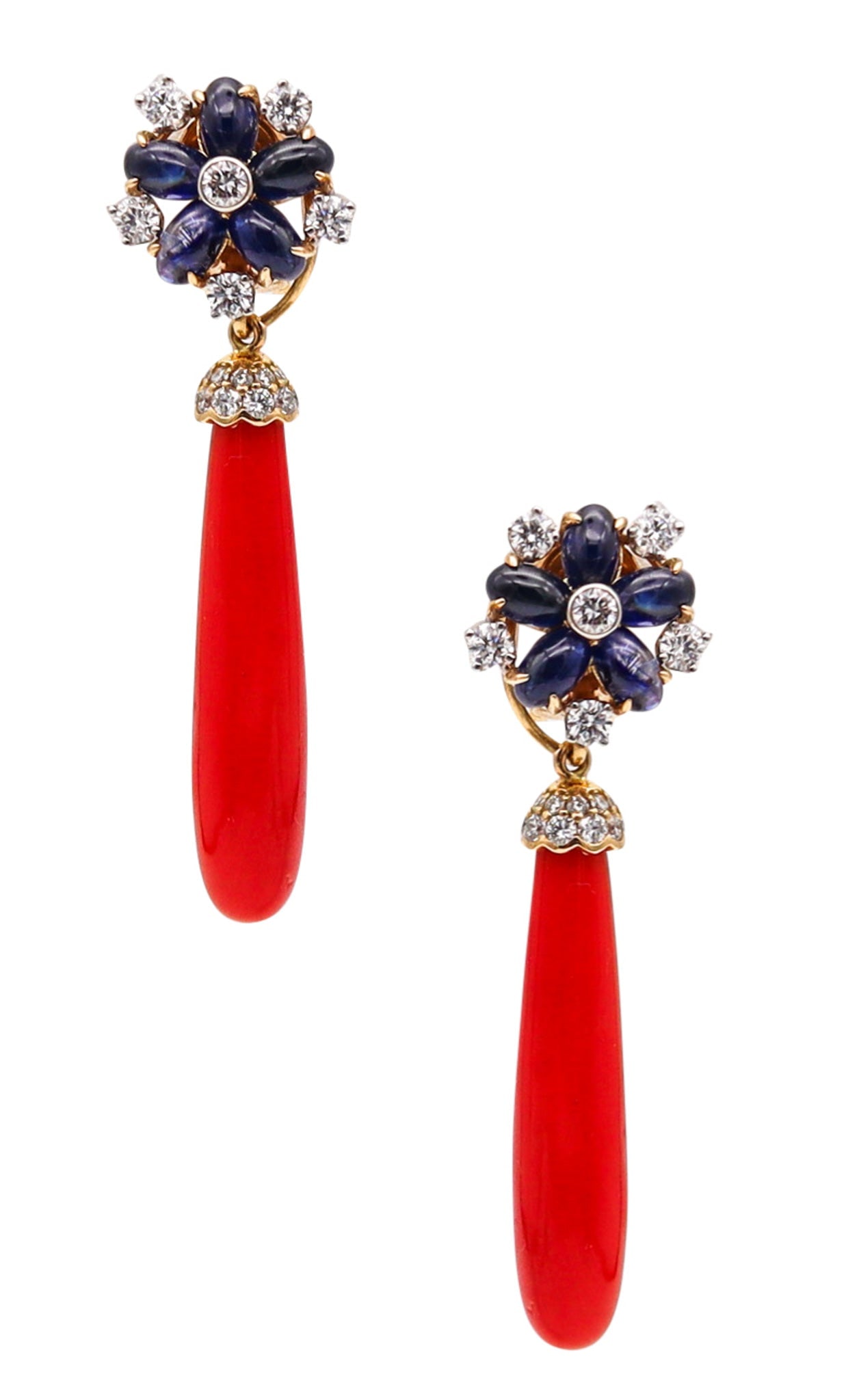 Aletto Brothers Convertible Dangle Earrings In 18Kt Gold With 21.73 Ctw In Diamonds Sapphires And (1 of 8)