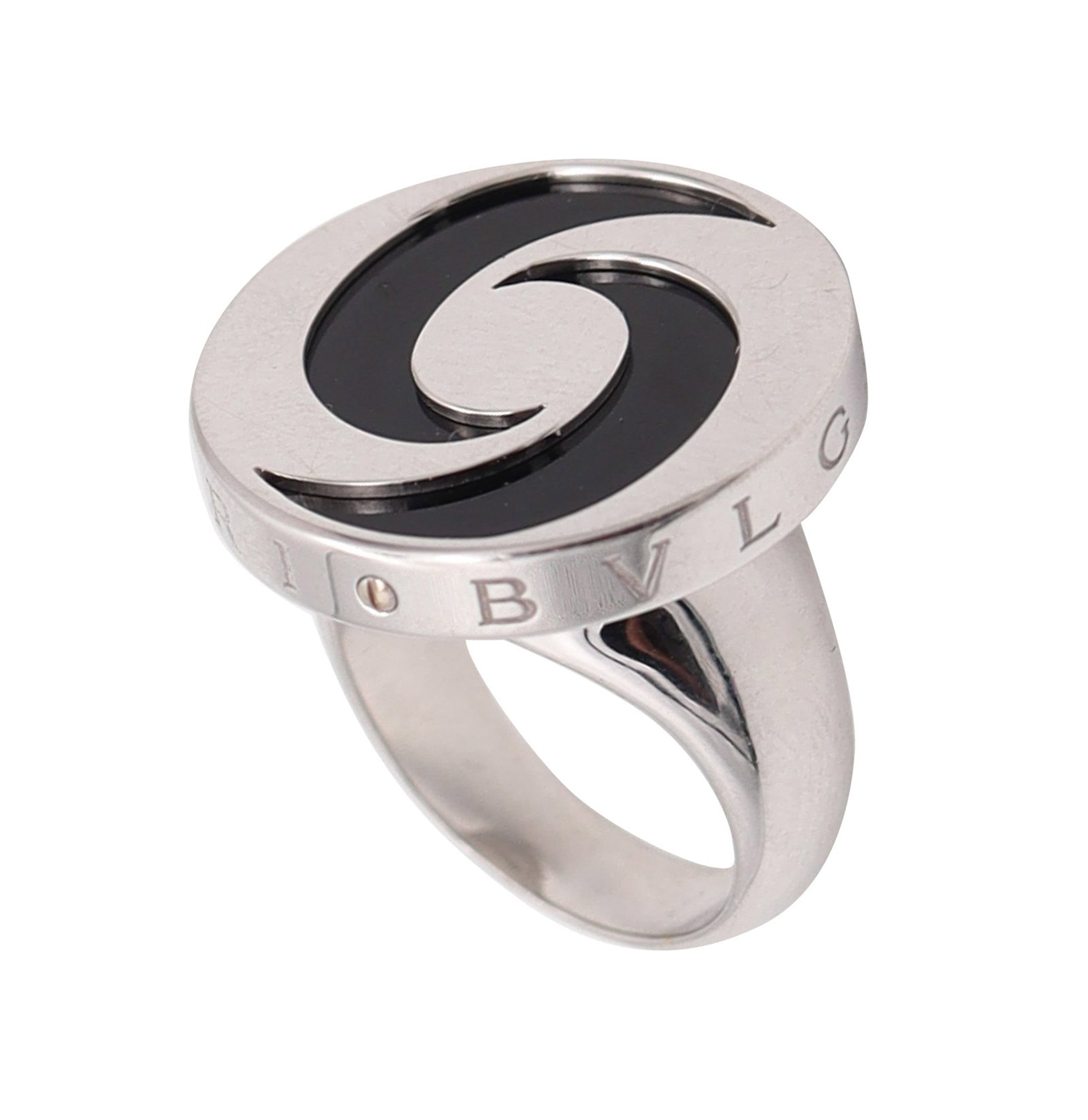 BVLGARI Milano Spiner Op-Art Cocktail Ring In 18Kt White Gold With Onyx (1 of 6)