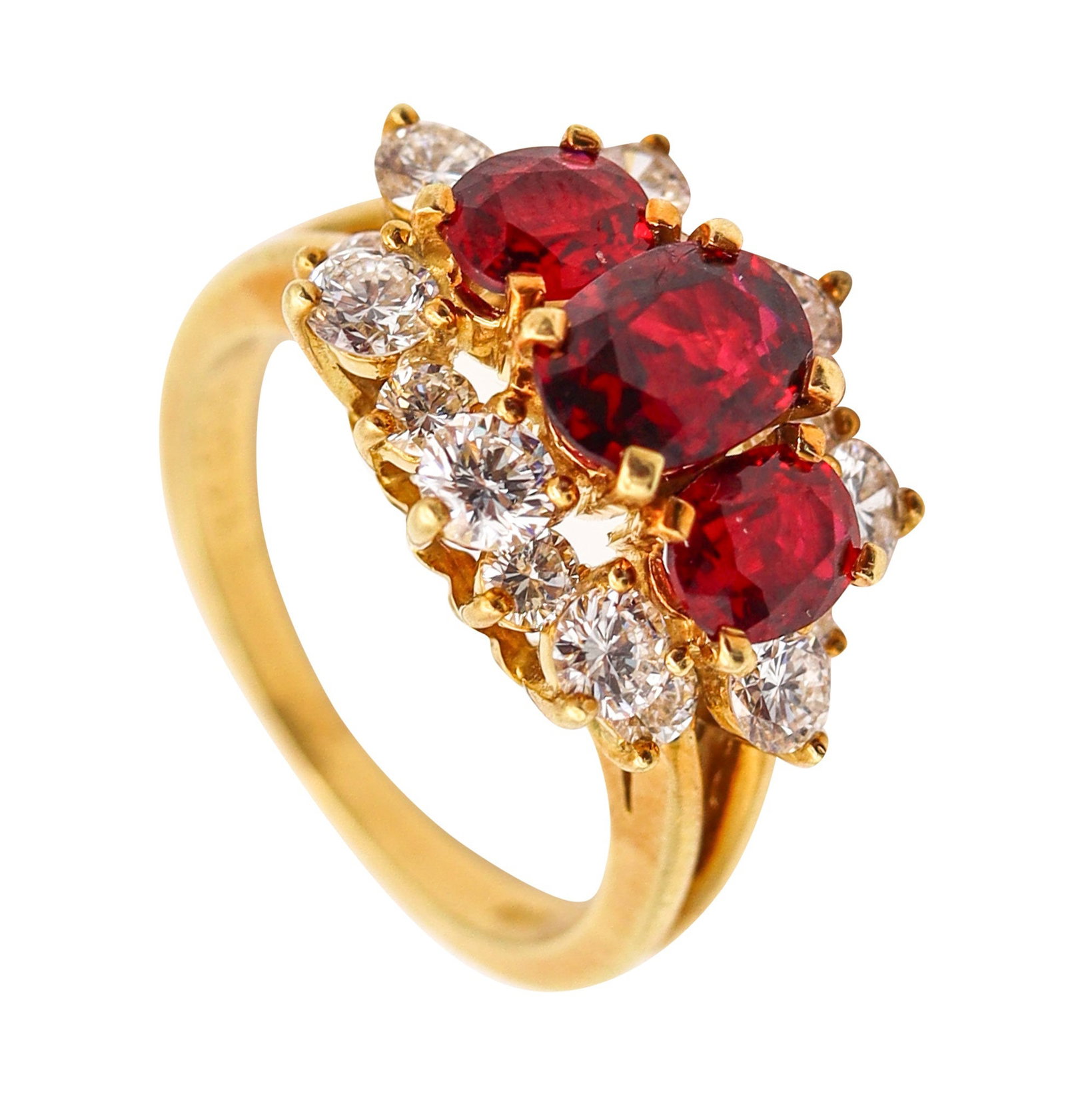 KURT WAYNE Ring In 18Kt Yellow Gold With 4.22 Ctw Vivid Rubies And Diamonds (1 of 9)