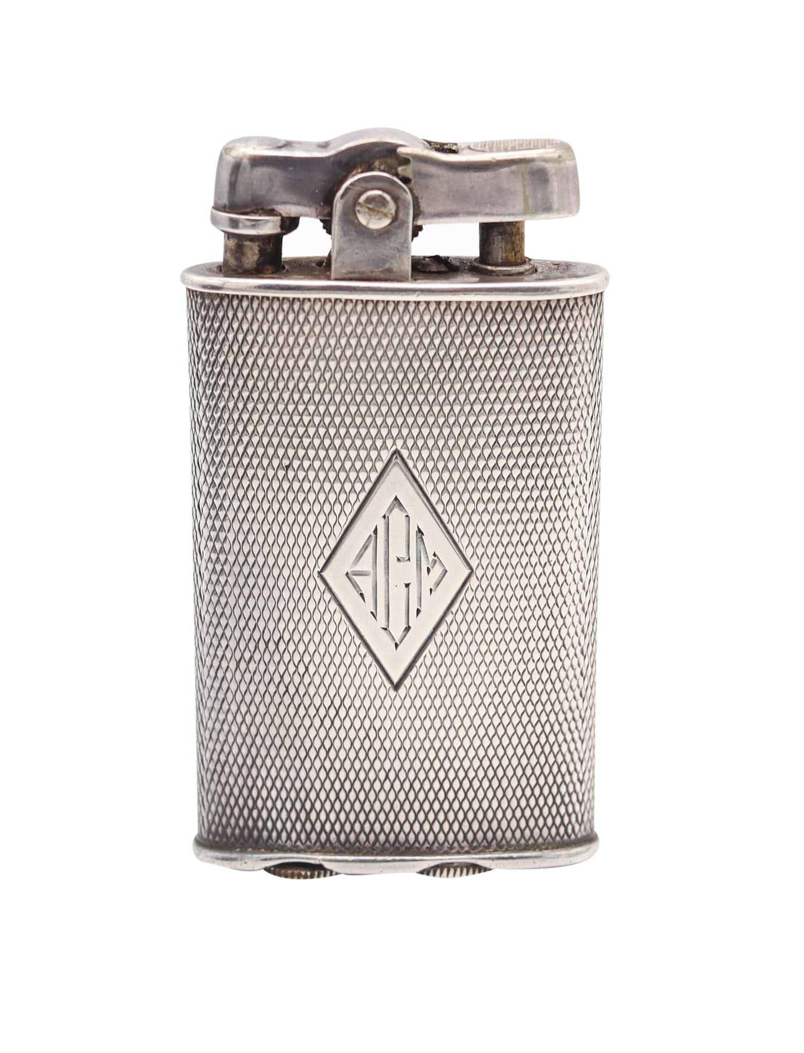 RONSON 1930 Junior Sport Second Thumb Model .925 Sterling Guilloche Petrol Lighter (1 of 8)
