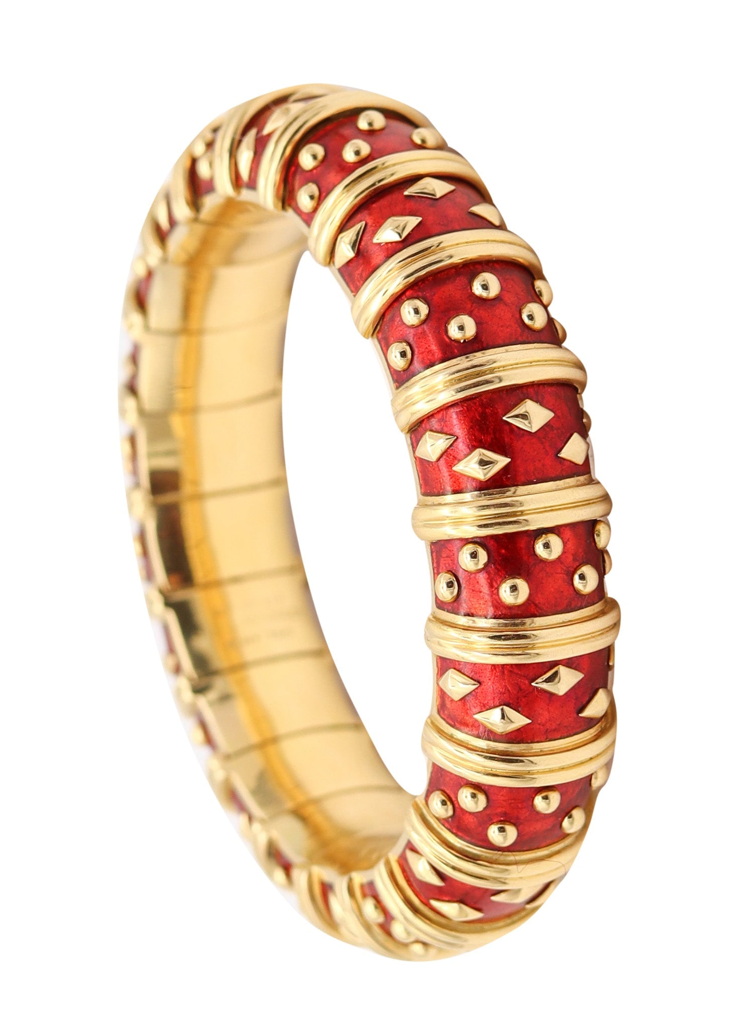 TIFFANY & CO. France Schlumberger Studios Red Paillonné Bracelet In 18Kt Yellow Gold (1 of 10)