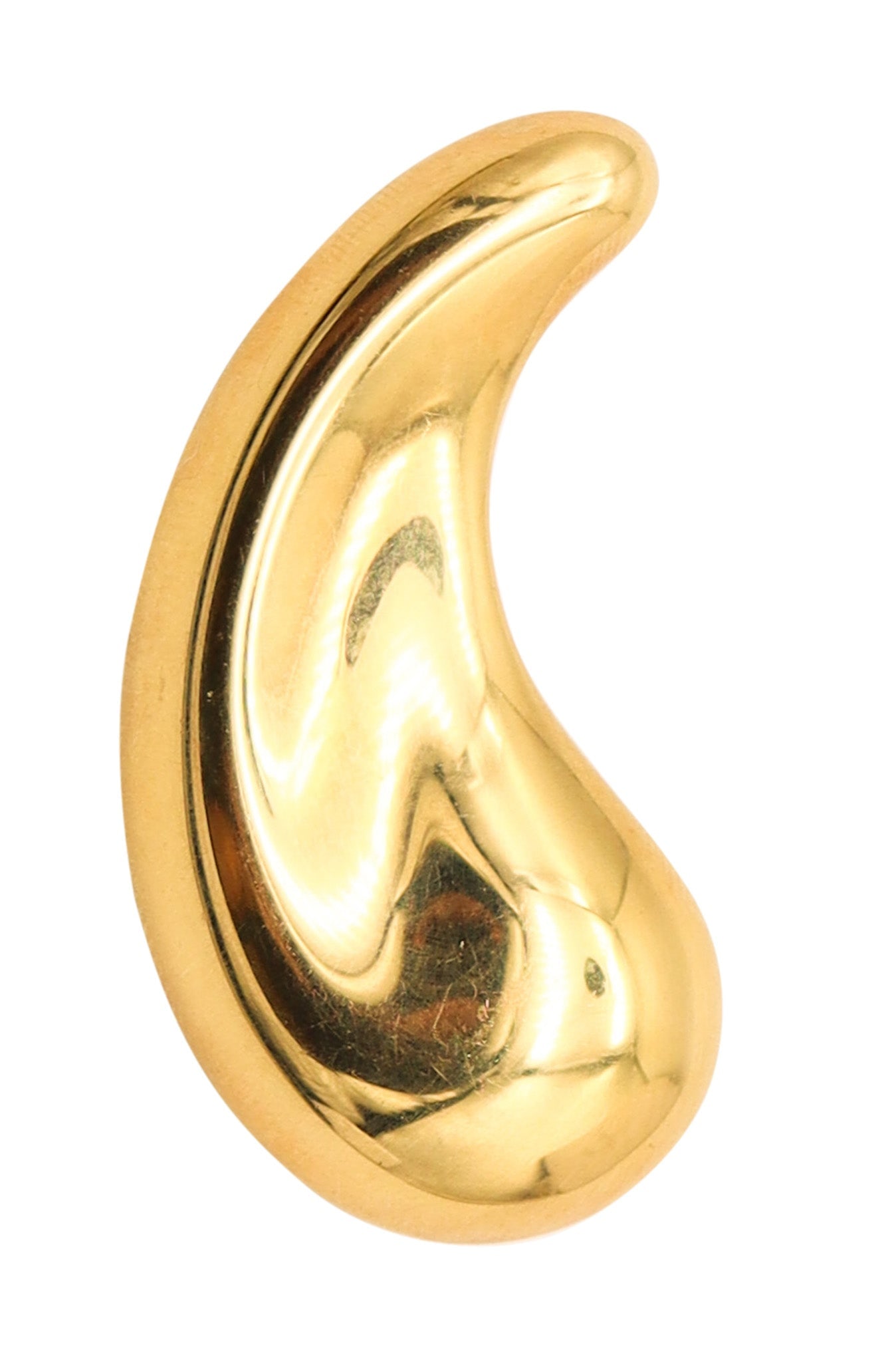 TIFFANY & CO. 1983 Elsa Peretti "Comma" Pendant-Brooch In 18Kt Yellow Gold: Iconic Elsa Peretti “Comma” brooch for Tiffany & Co., 1983, crafted in solid 18K yellow gold with a high-polish finish. Fitted with a concealed hinged pin bar and mechanical lock for secur