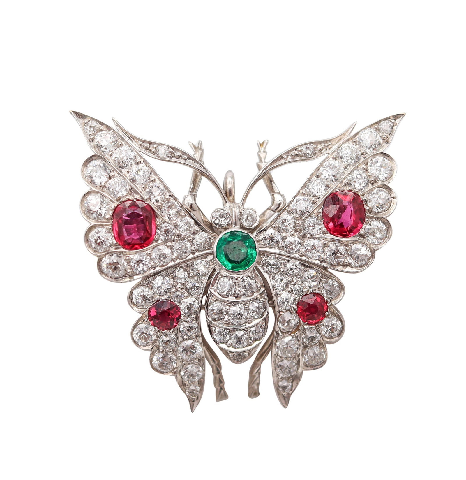 EDWARDIAN 1900 Fabulous Butterfly In 18Kt Gold With Diamonds, Rubies & Emerald (1 of 9)