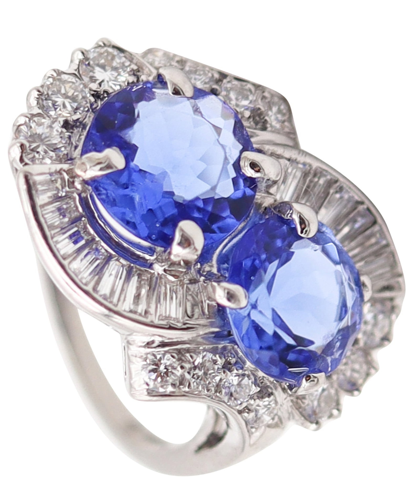 LAMBERT BROTHERS 1925 Art Deco Toi Et Moi Ring In Platinum Sapphires & Diamonds (1 of 6)