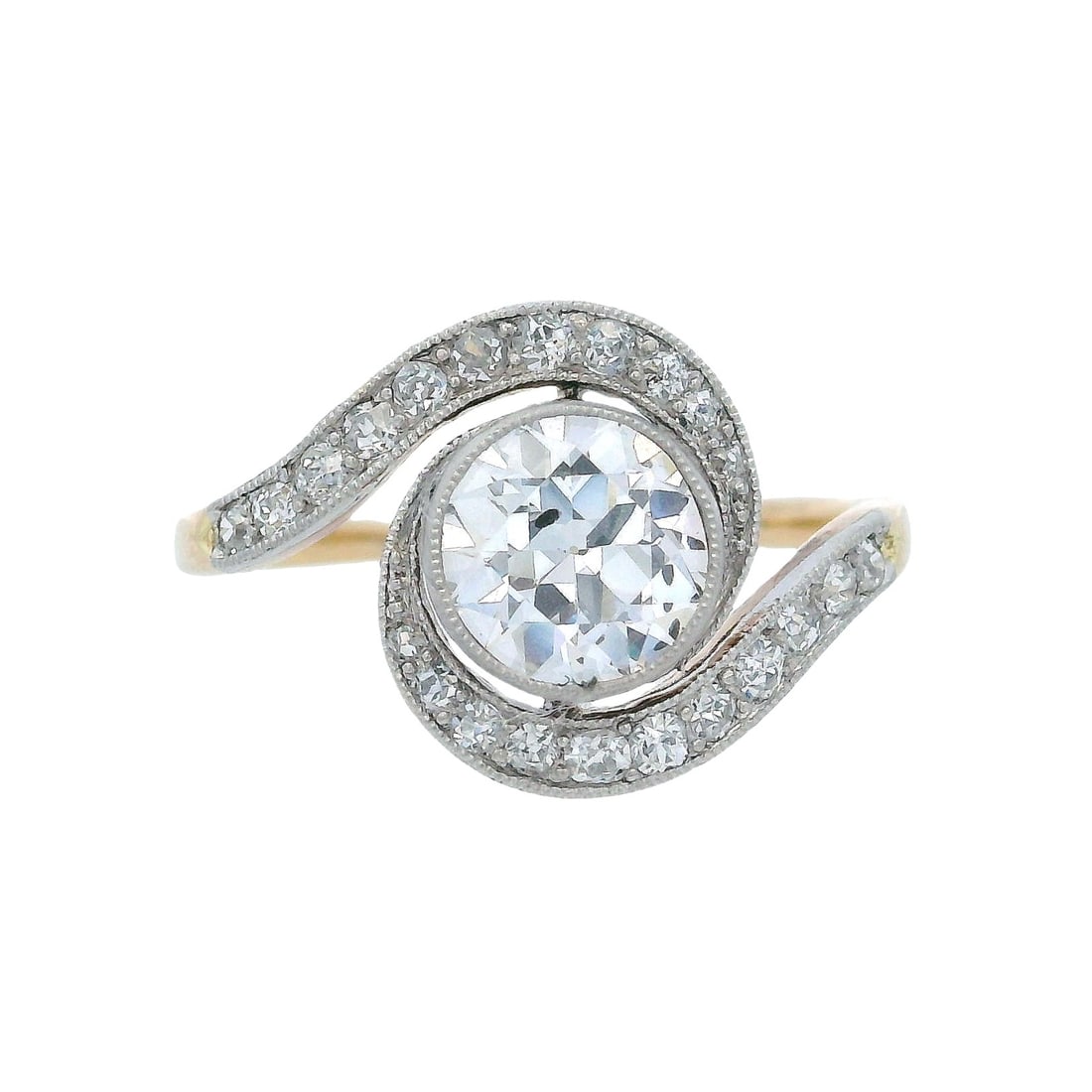 Antique 18K Yellow Gold & Platinum Engagement Ring with 1.35 CTW Diamonds (1 of 7)