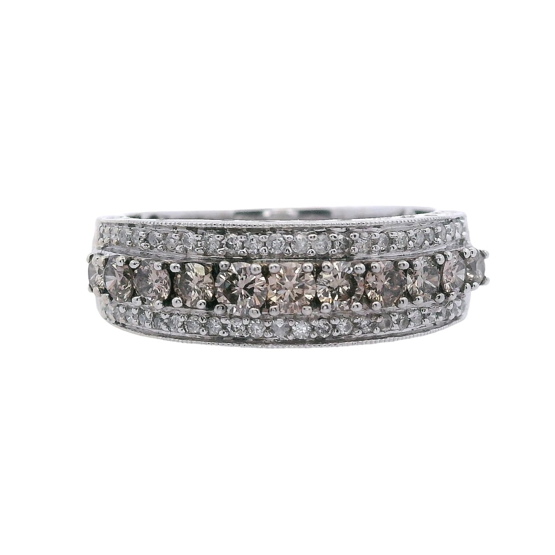 14K White Gold Champagne and White Diamond Half Eternity Ring (1 of 5)