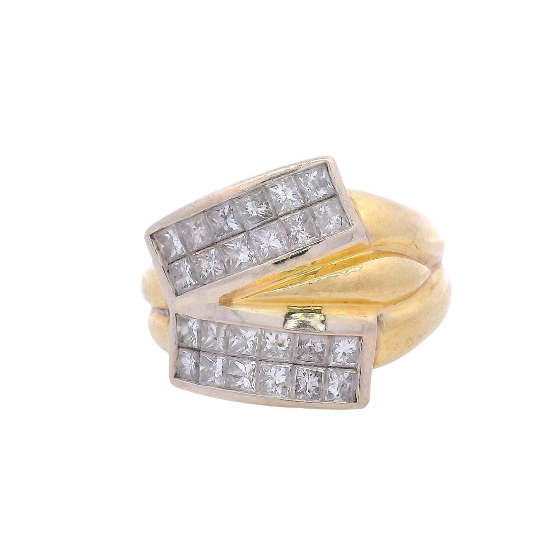 Mid-century 18kt yellow & white Gold Ring with 1.70 Cts in Diamonds (1 of 7)