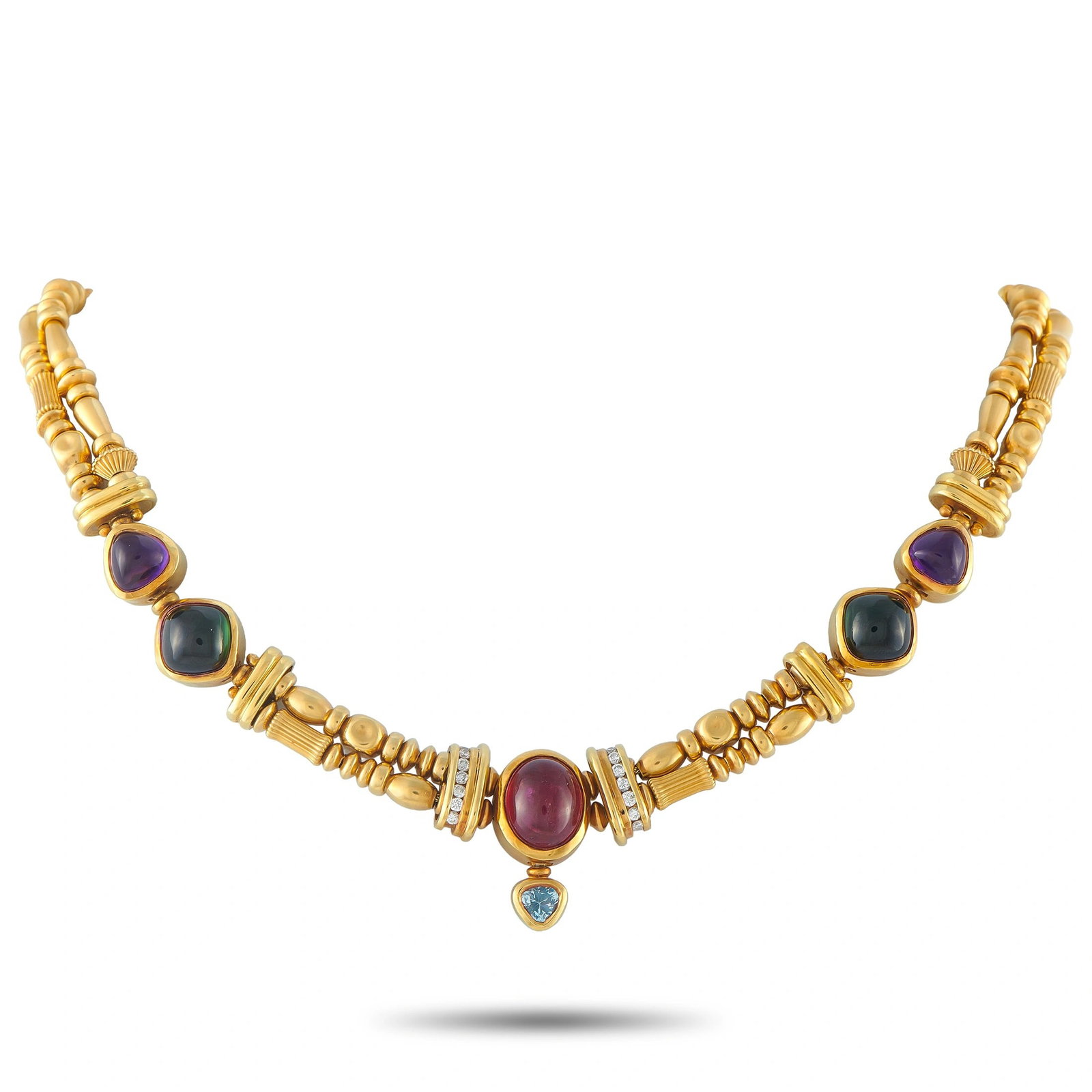 SeidenGang 18K Yellow Gold 0.30ct Diamond, Amethyst, and Tourmaline Necklace (1 of 4)