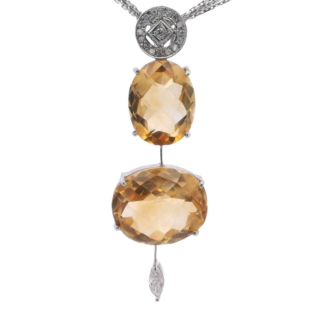 18K White Gold Necklace with 14.30 CTW in Citrine & Diamond (1 of 3)