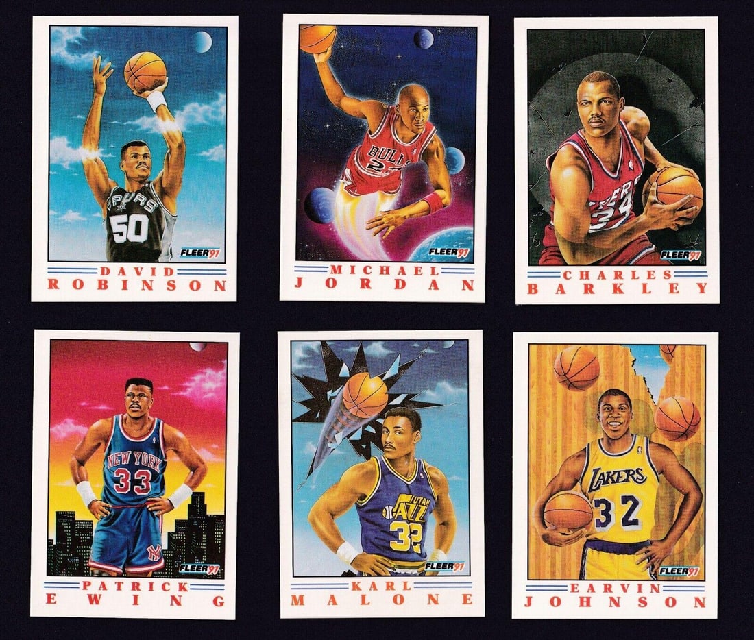 1991 Fleer Pro Vision 6 Card Jordan Magic Barkely Insert Basketball Complete Set (1 of 2)