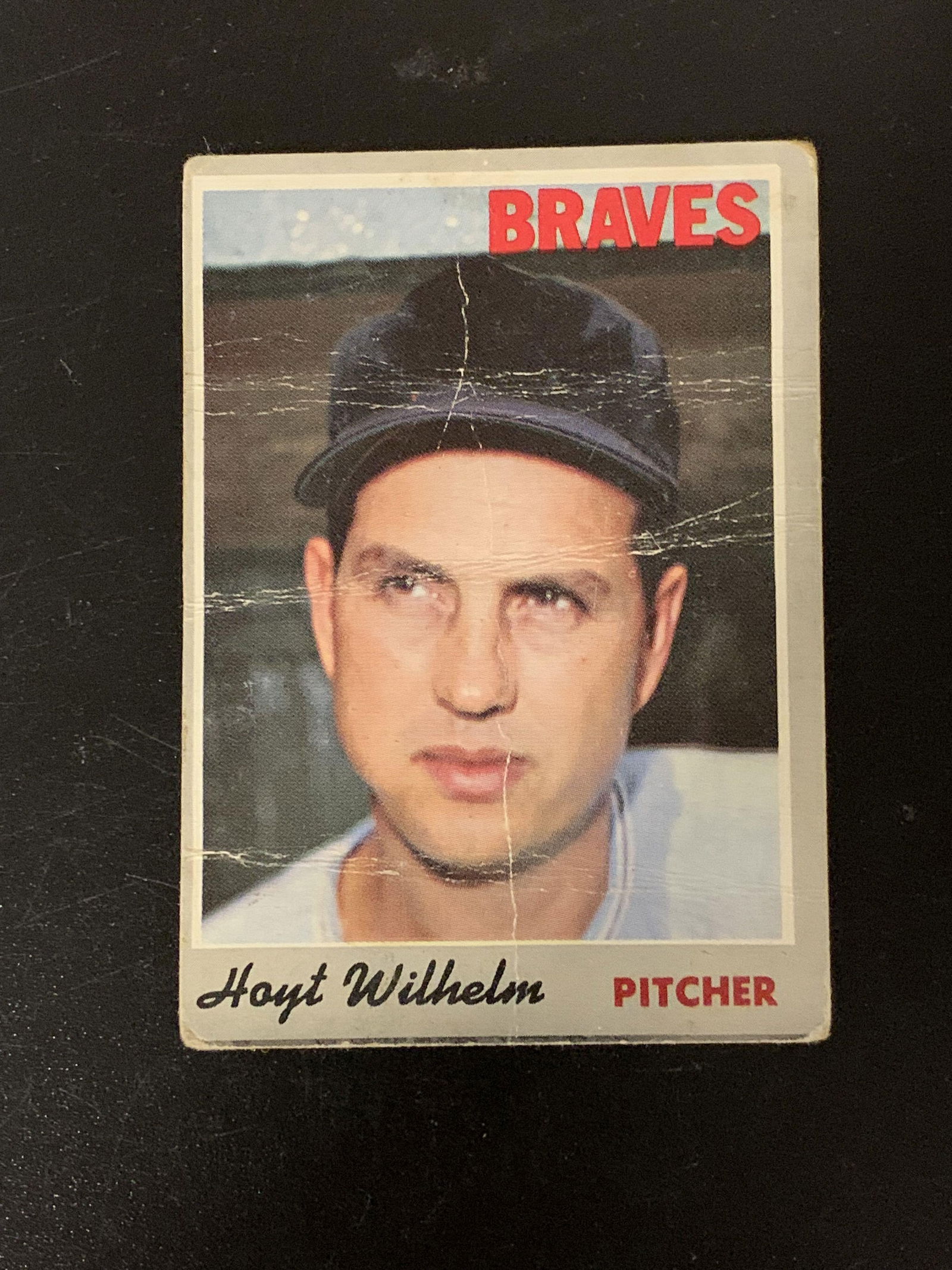 1970 Topps Hoyt Wilhelm Atlanta Braves #17 Baseball Card Fair Condition (1 of 2)