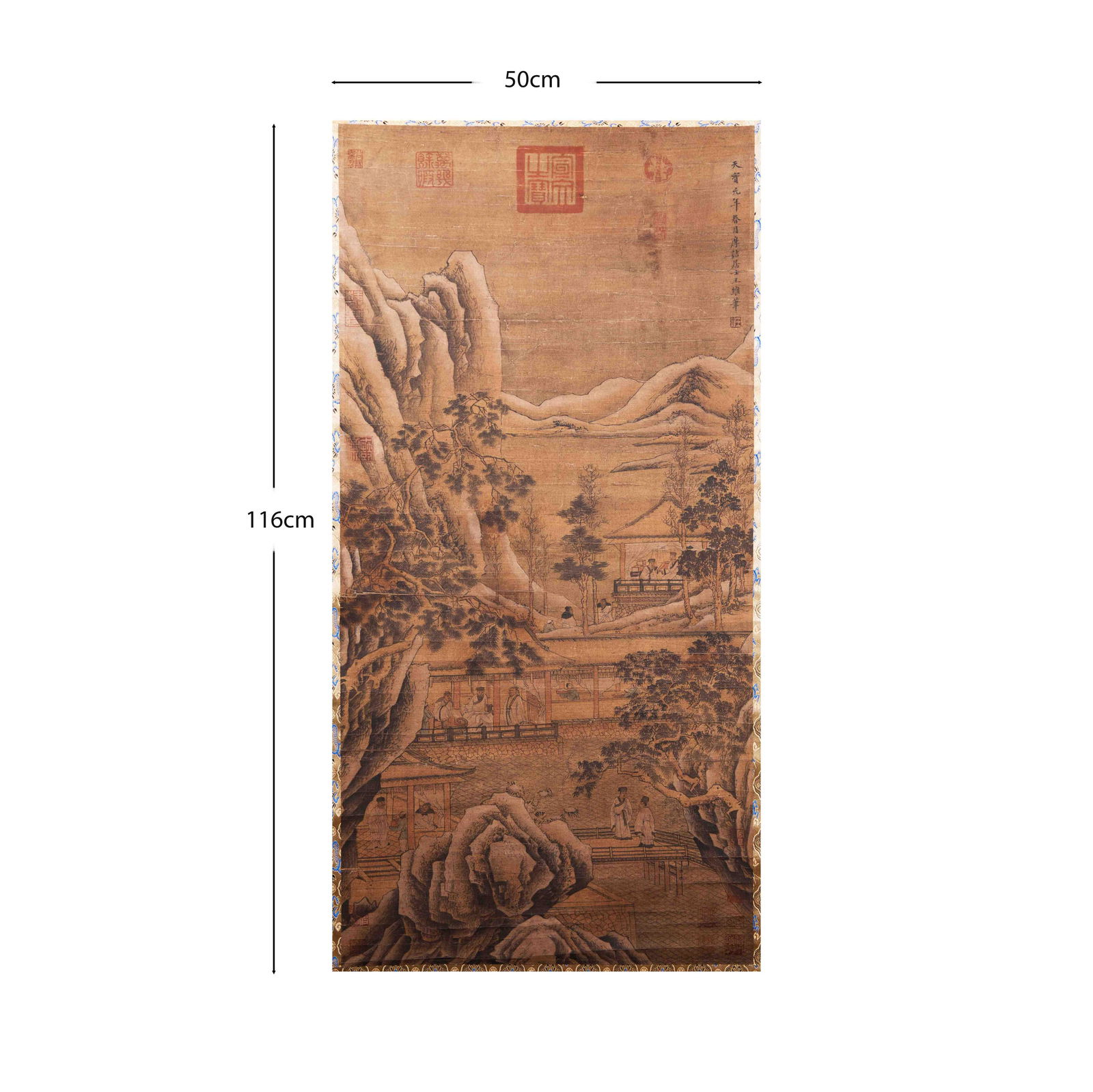 Tang Dynasty of China Wang Wei's "Landscape Figures": Tang Dynasty of ChinaWang Wei's "Landscape Figures" Vertical Painting