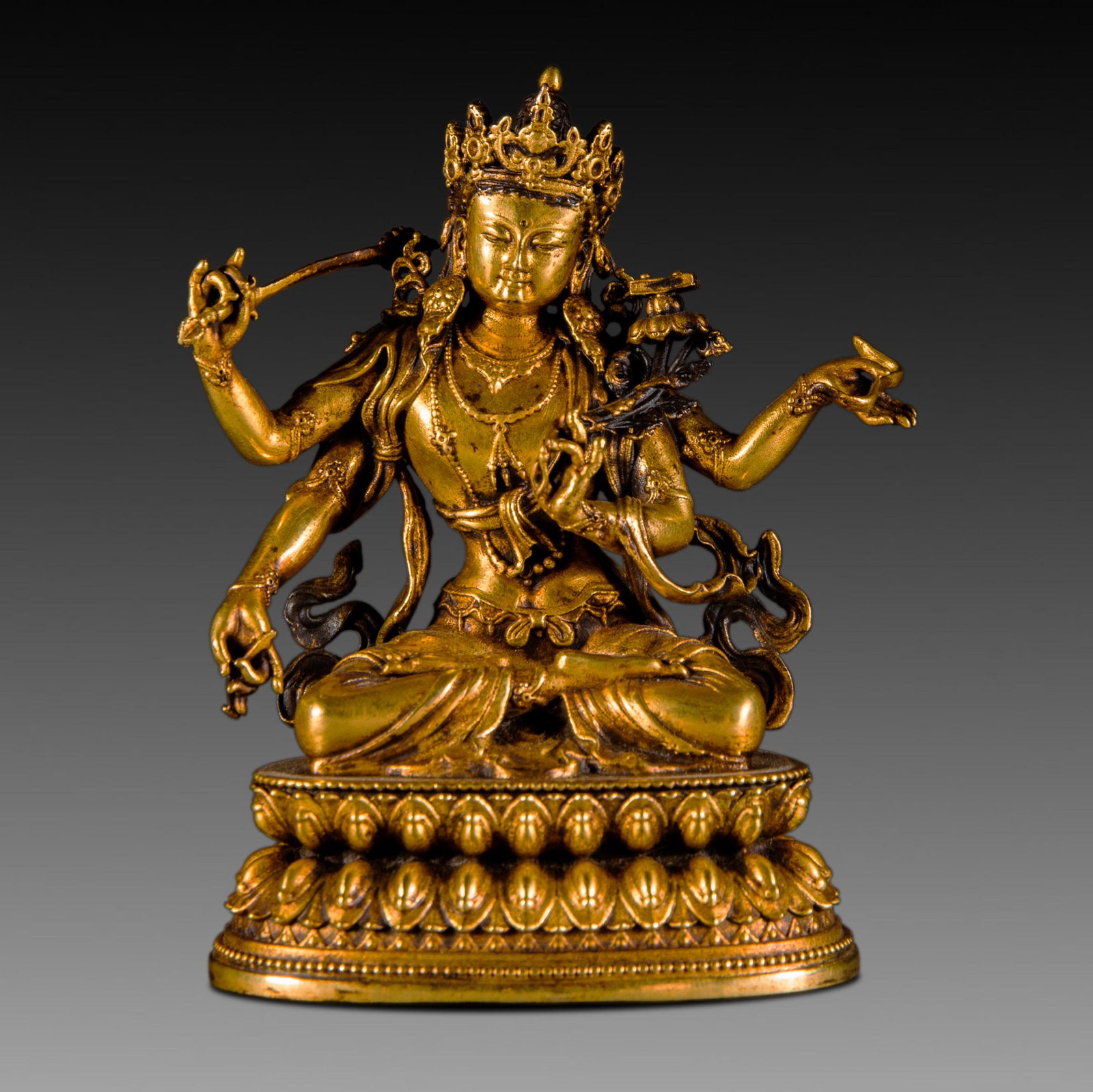 China Ming Dynasty Gilt bronze four-armed (1 of 11)