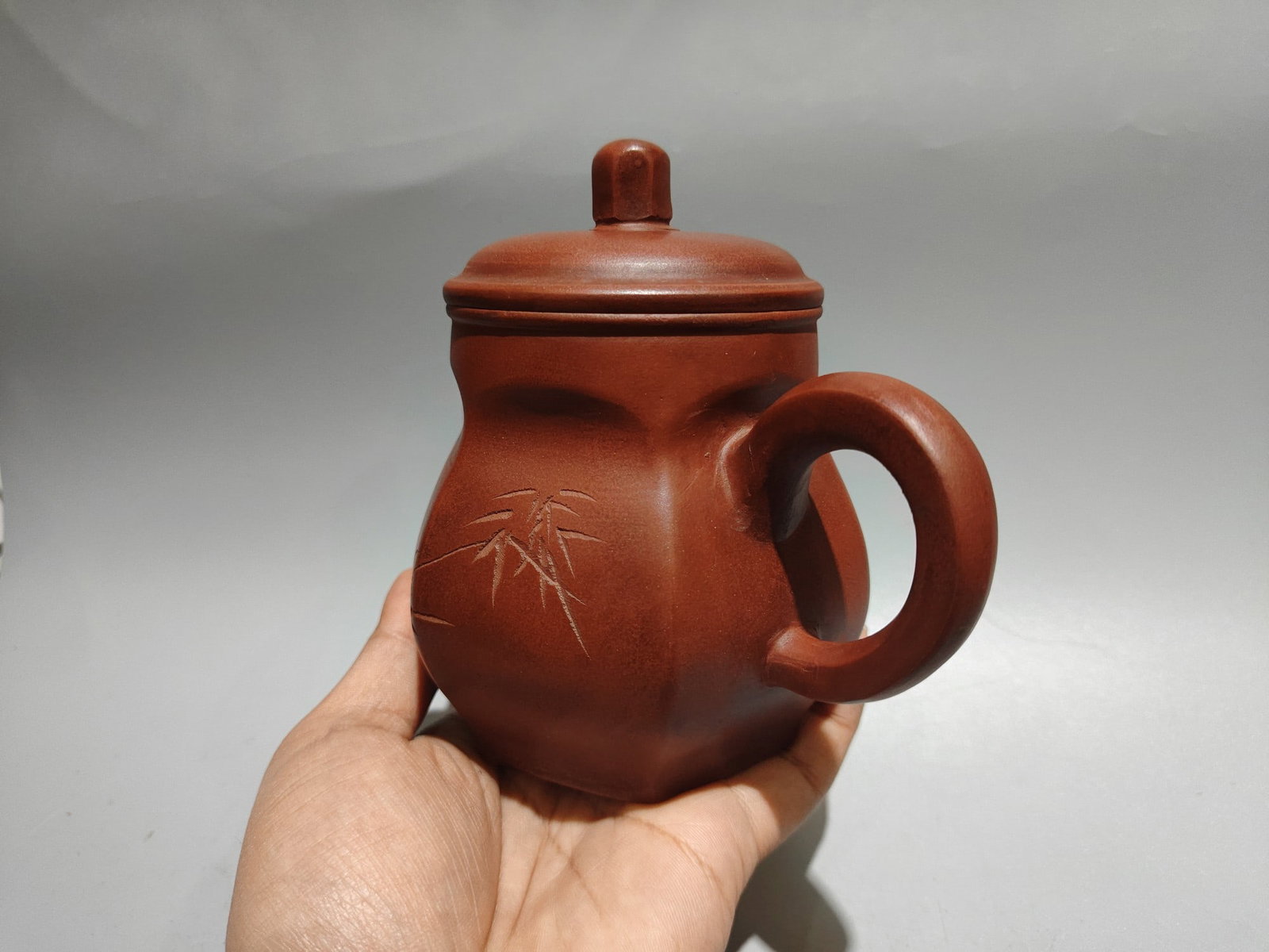 Inscribed hexagonal teapot - 3