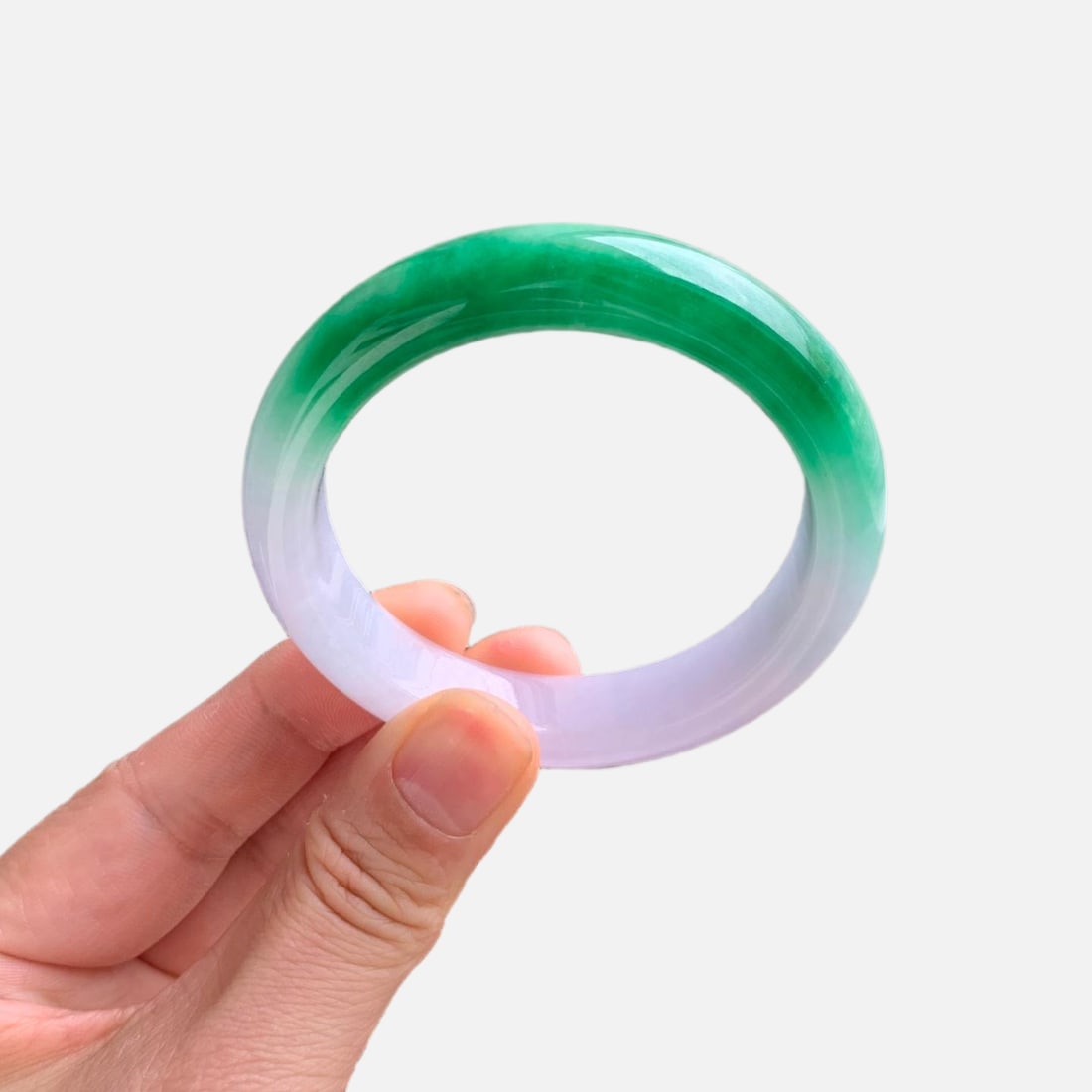 Burmese jadeite bangle, icy type, light purple with hints of green. (1 of 10)
