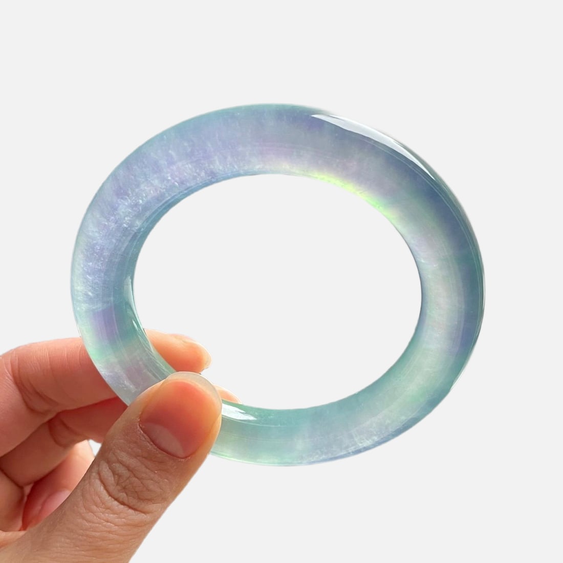 Burmese jadeite high-ice blue water round bangle (1 of 11)