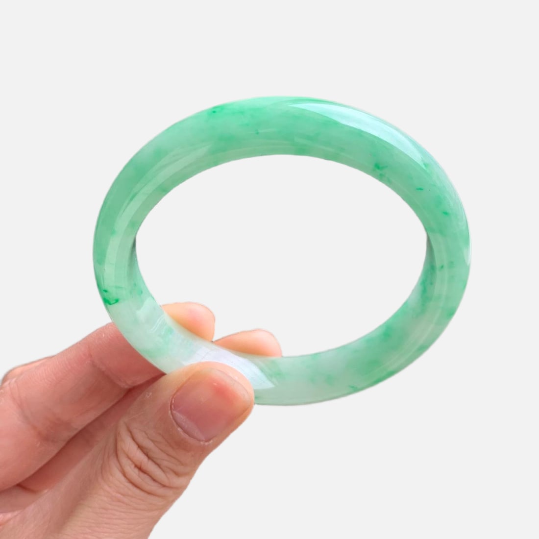 Burmese jadeite bangle with icy green hue (1 of 12)