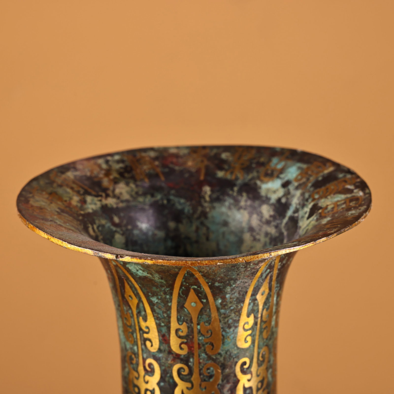 Rare bronze vases and drums inlaid with gold - 3