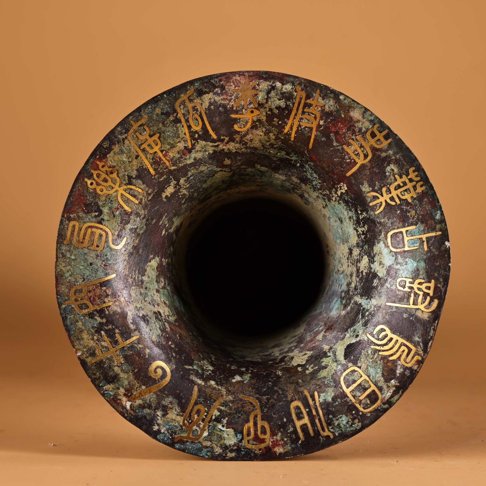 Rare bronze vases and drums inlaid with gold - 8