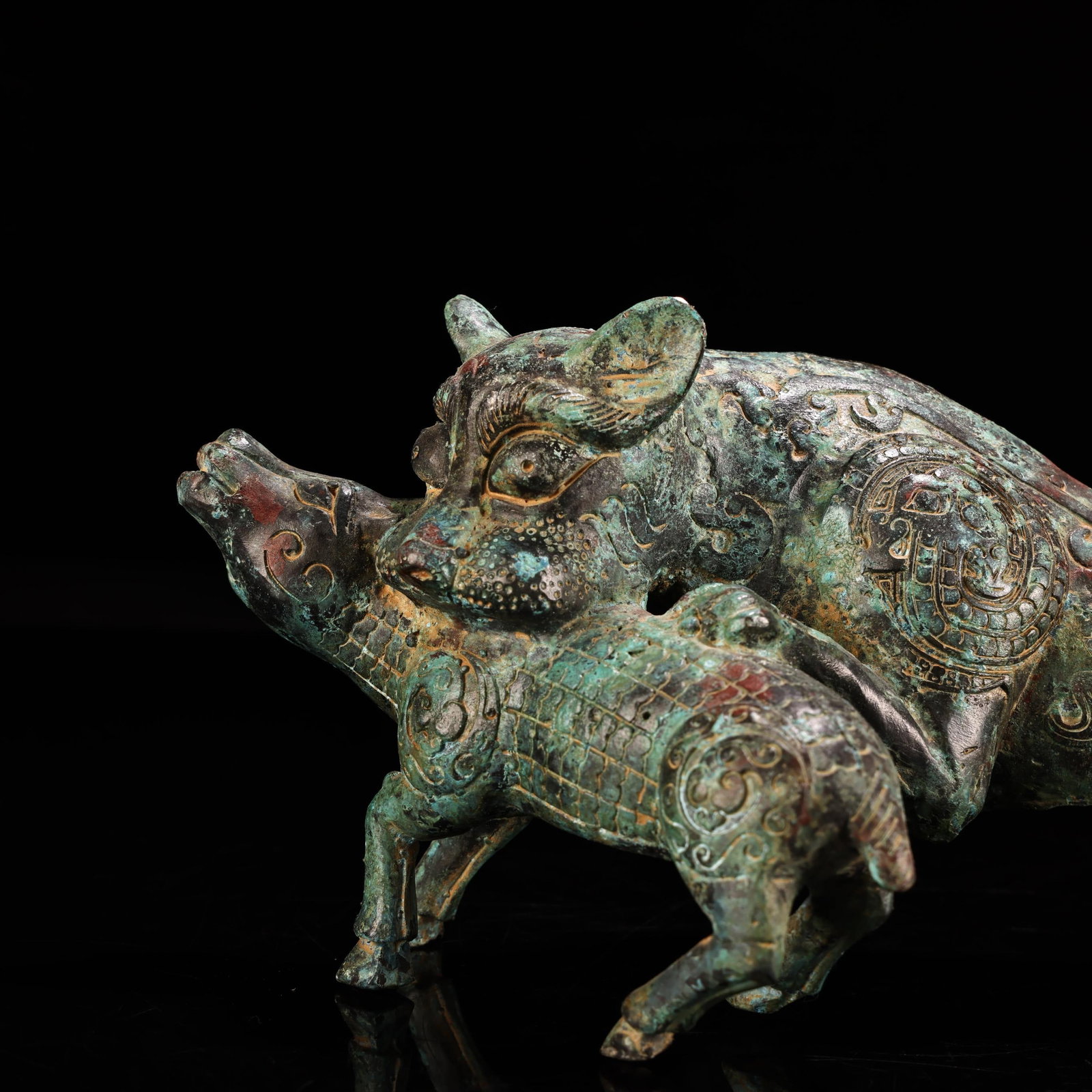 Rare bronze hunting animal with inscription from an old collection - 4