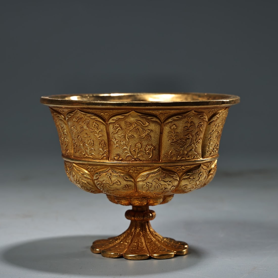 Rare Collection: Pure Bronze High-Relief Gilded Hunting Scene Wine Cup (1 of 9)