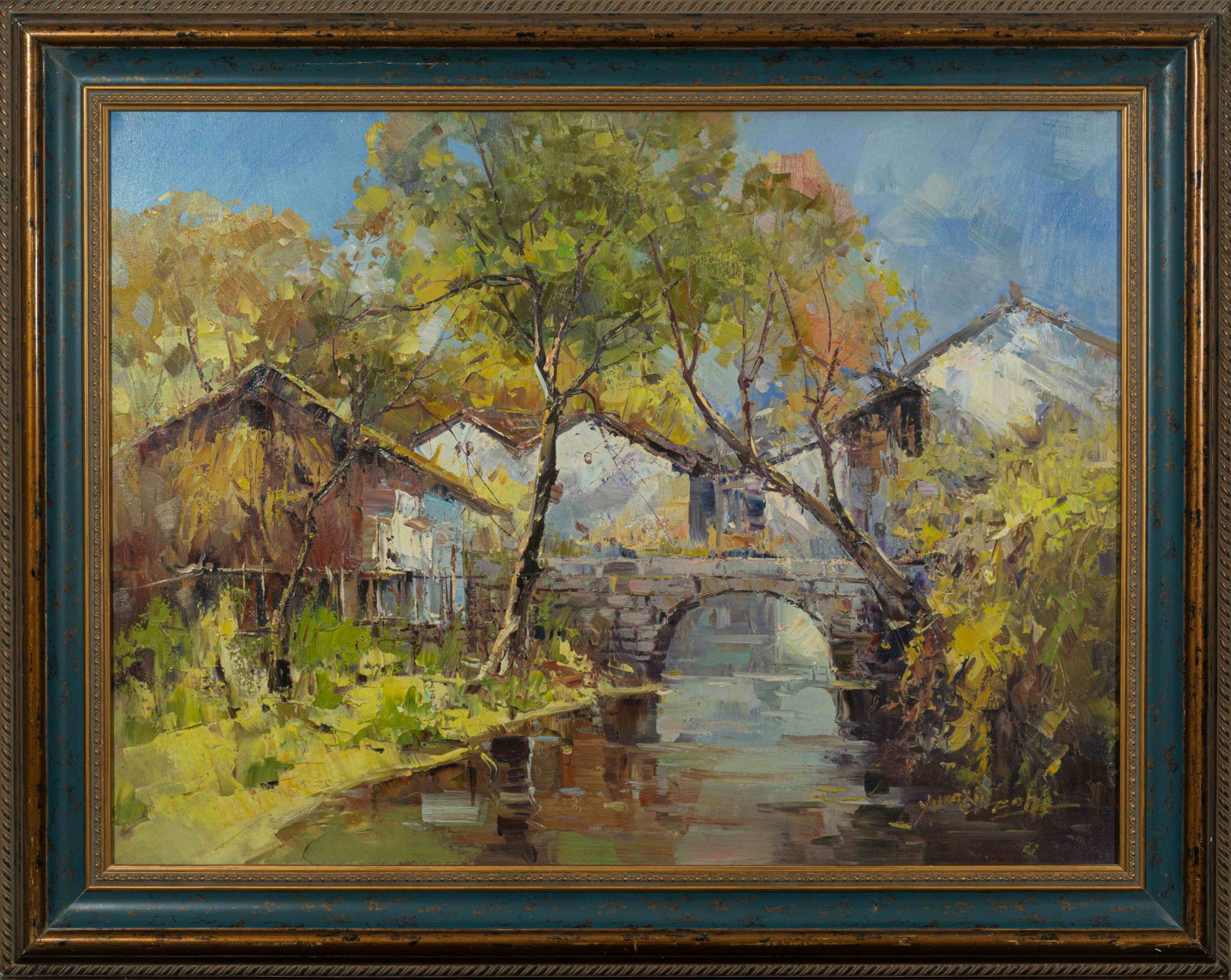 A small bridge: Oil on canvas:60 x 80 cm Framed:96 x 76 cm