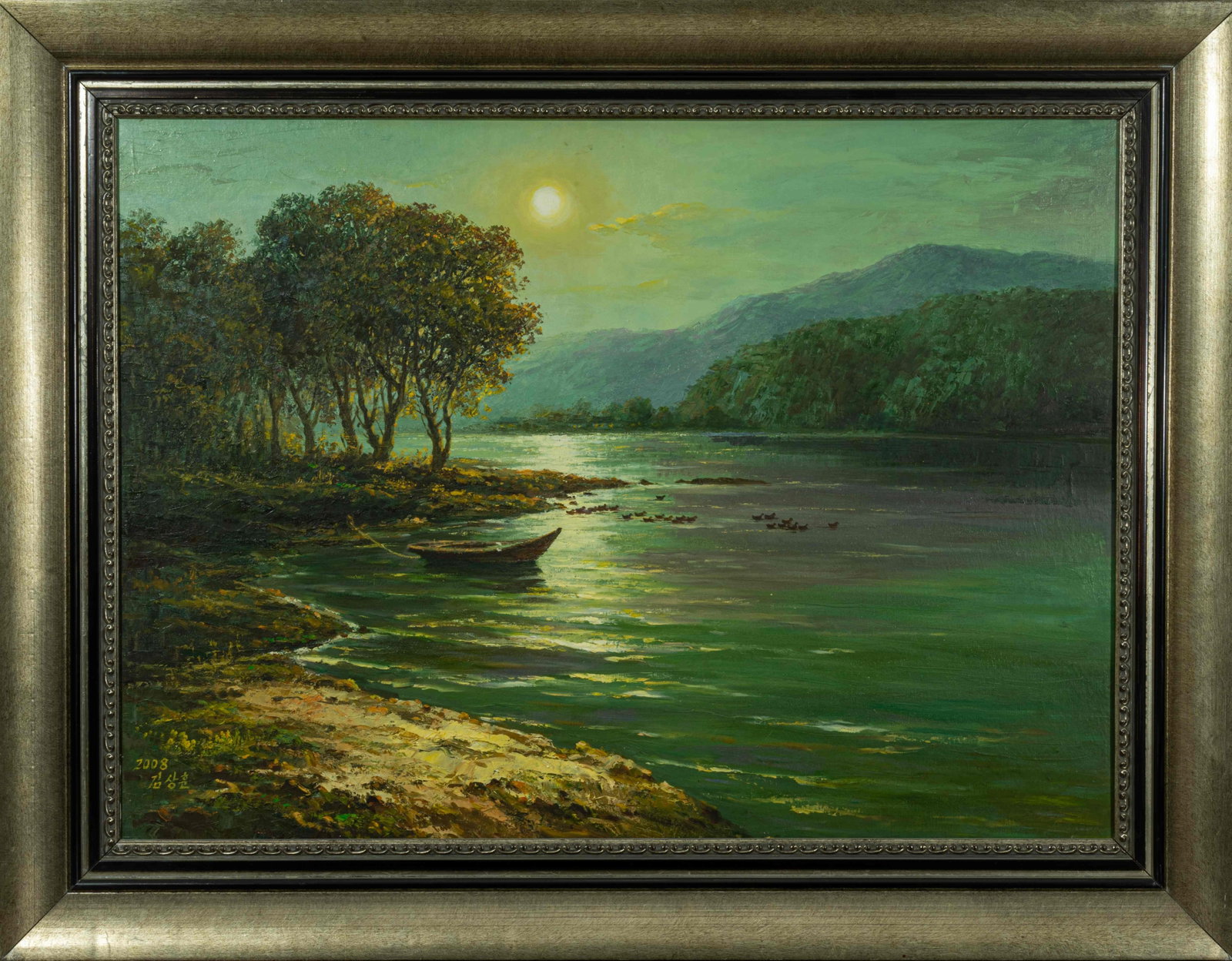 Moonlit Night: Oil on canvas:88 x 64.5 cm Framed:106 x 83 cm