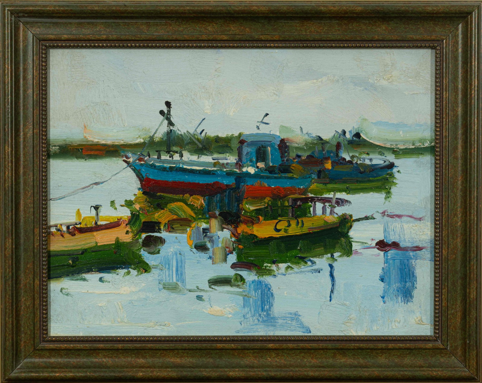 Harbor: Oil on canvas:30 x 40 cm Framed:40 x 50 cm