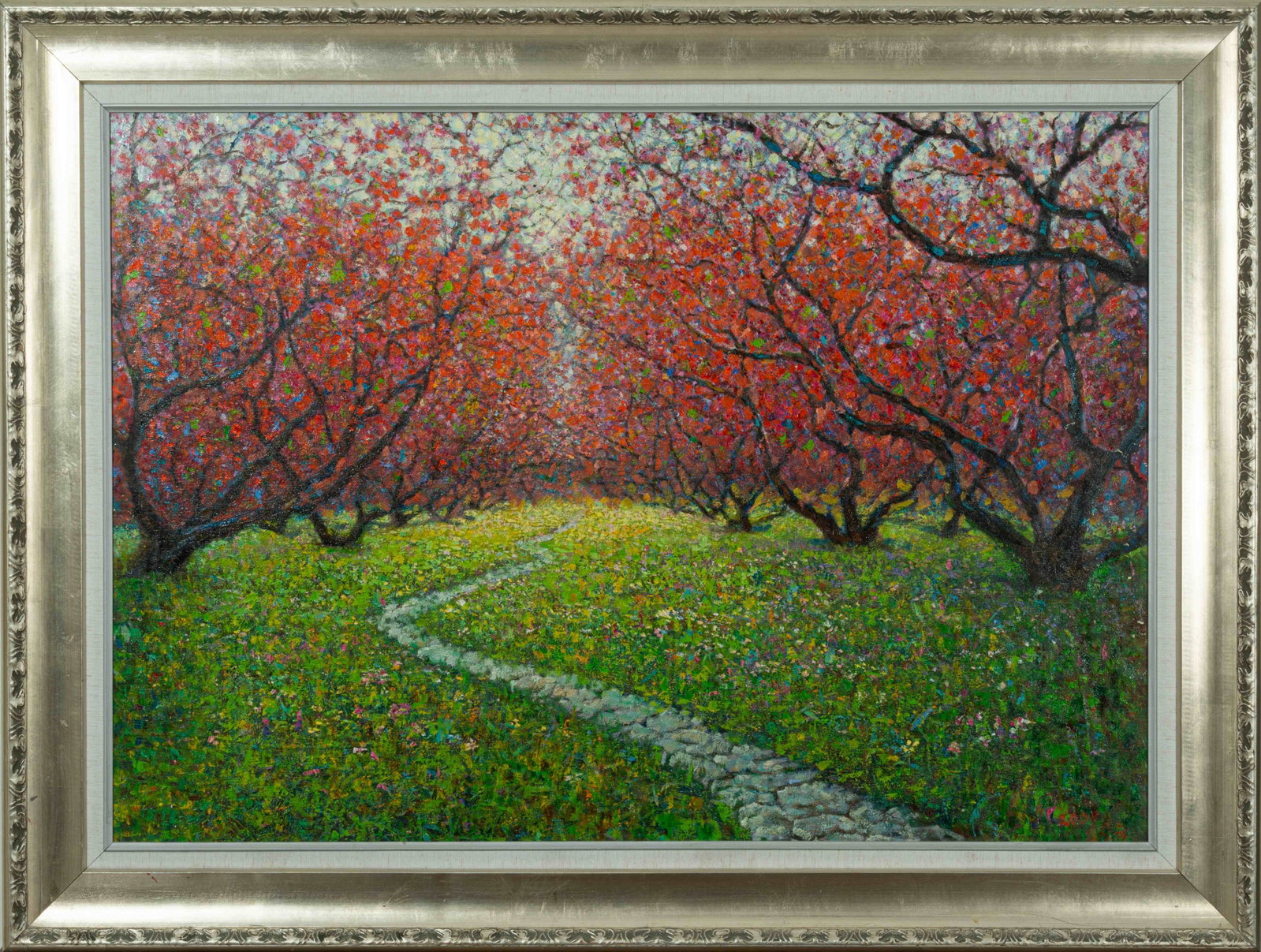 Spring peach: Oil on canvas:99 x 70 cm Framed:119 x 90 cm