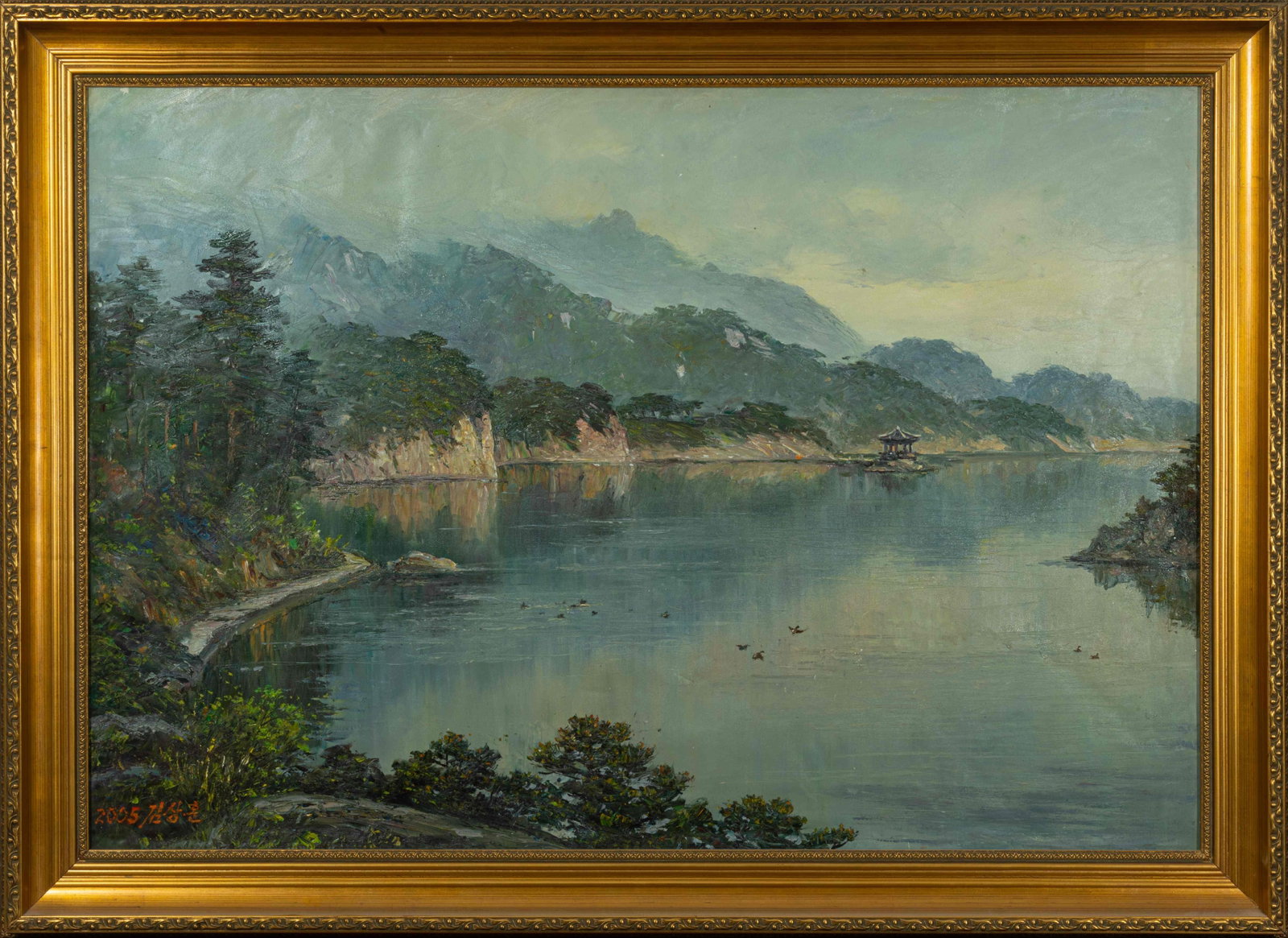 Morning of the Great Lake: Oil on canvas:98 x 68 cm Framed:112 x 82 cm