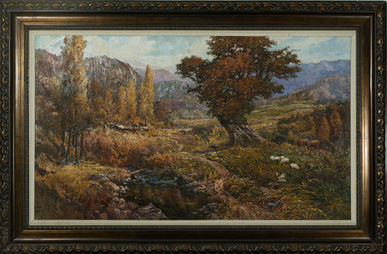 Unforgettable Hometown: Oil on canvas:130 x 76 cm Framed:157 x 105 cm