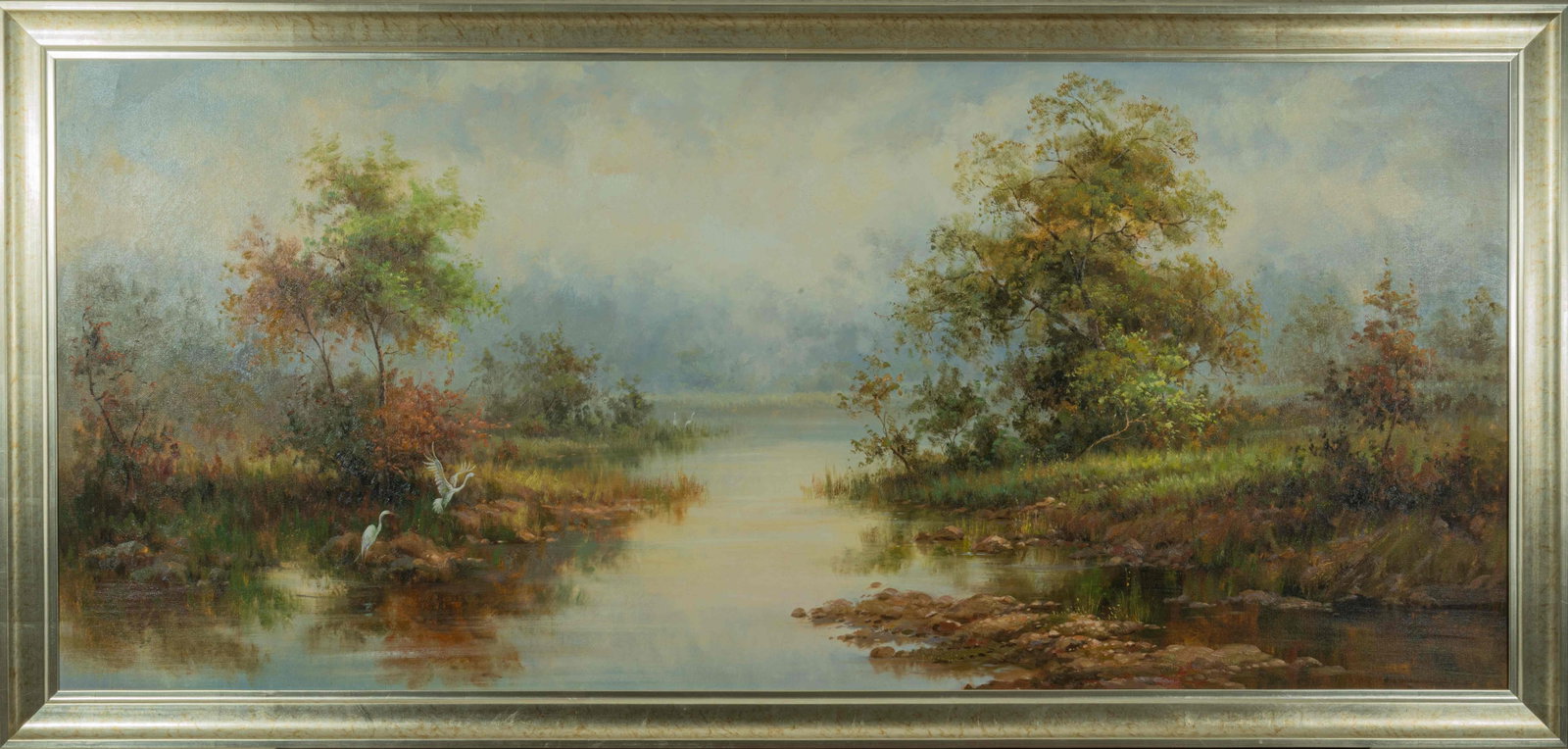 Egret: Oil on canvas:160 x 70 cm Framed:172 x 82 cm