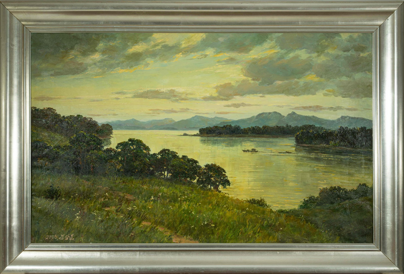 The Twilight of Dacheng Lake: Oil on canvas:116 x 73 cm Framed:136 x 95 cm