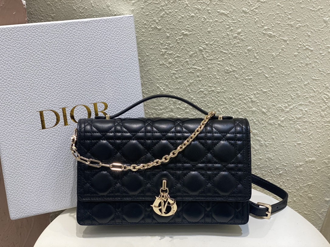 Christian Dior MISS DIOR: MISS DIOR Handbag (Black Lambskin Leather with Cannage) The Miss Dior handbag is from the 2024 Early Spring collection, elegant and practical. Crafted from black lambskin leather with cannage stitchin