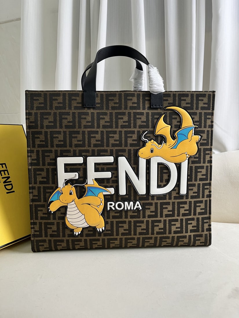 Fendi: This Pokemon tote bag features a playful Dragonite logo and is incredibly cute. The full leather handles are stylish and comfortable to carry, and it also comes with a wide shoulder strap. The overall