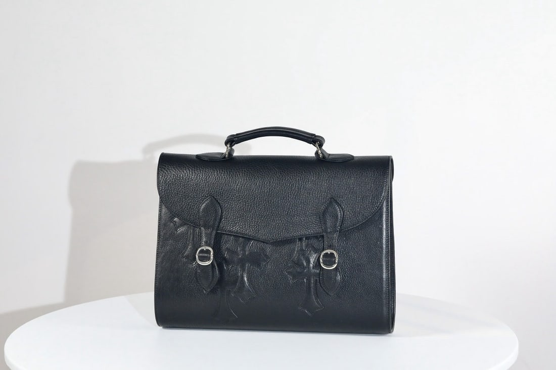 Chrome Hearts Cross Briefcase: K026 1 Chrome Hearts Cross Briefcase, Black Leather (Approx. 116g), Dimensions: 37x27x8cm We offer FREE SHIPPING for both domestic and international clients.We accept wire transfer and card payment, f