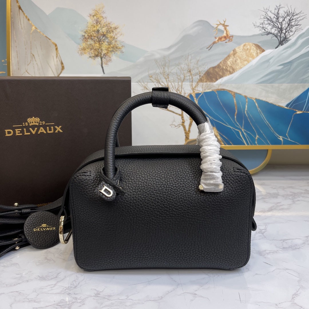 Delvaux: The black and gold small Cool Box bag is youthful and modern, a trendsetter. Its casual, lightweight, and comfortable design embodies a unique spirit, combining beauty and practicality. The Cool Box M
