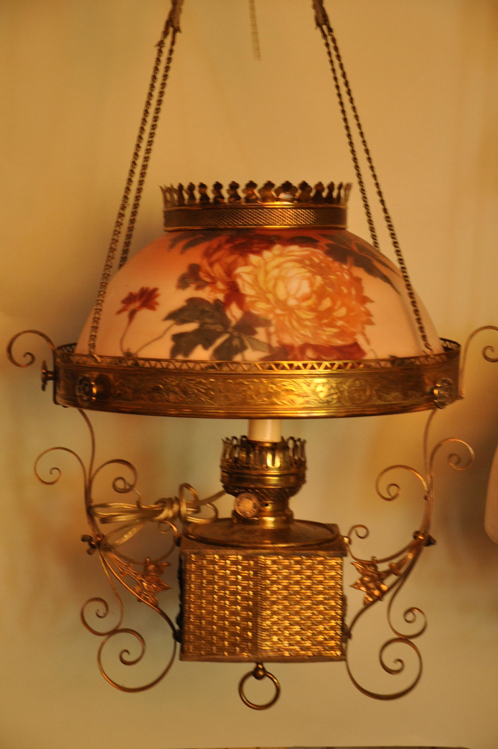 Hanging Lamp: Hanging Lamp, Brass Dining Elec. 14" Shade