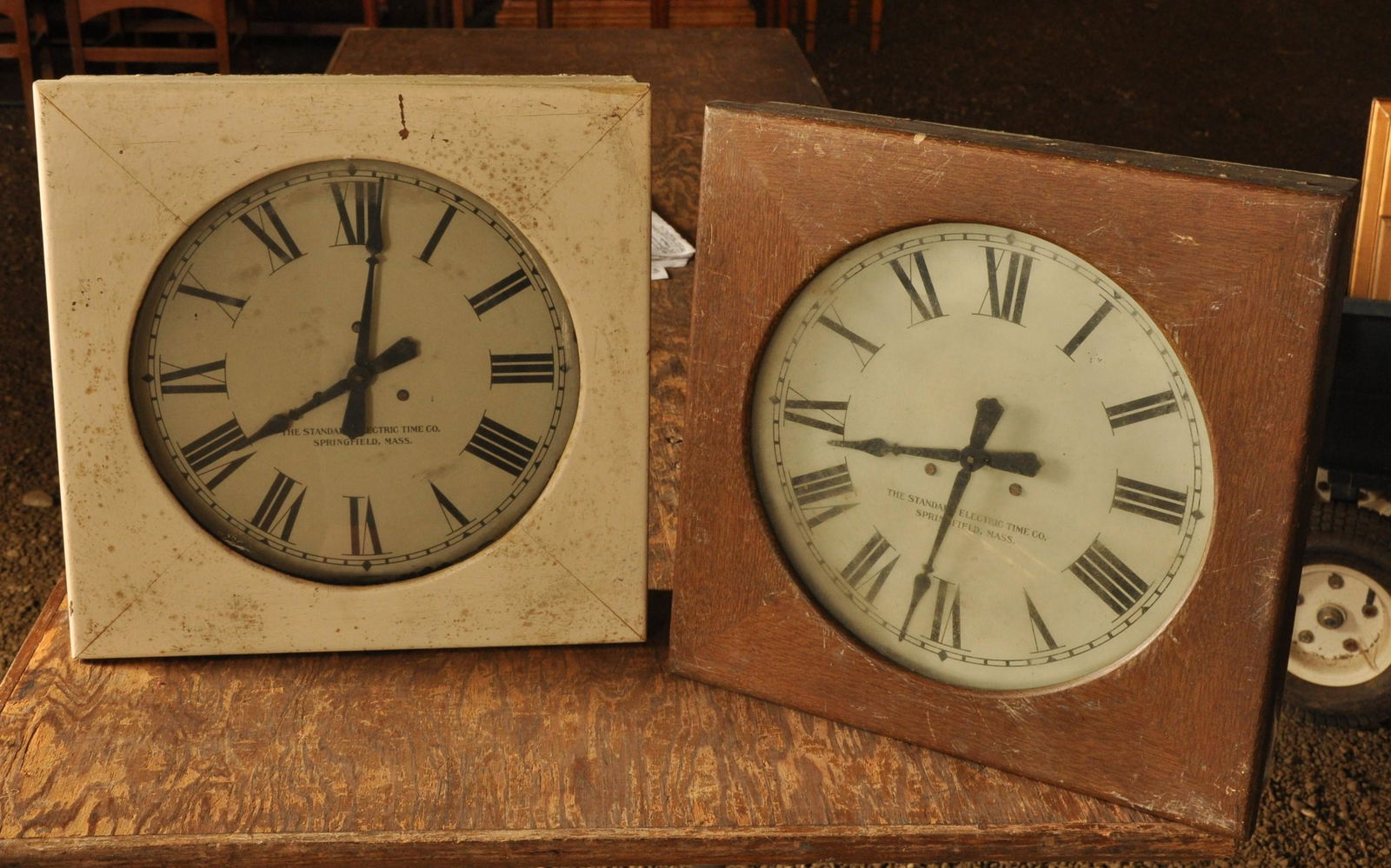 Lot of two Clocks: Two Standard Electric Wall Clocks 15.5" Sq.