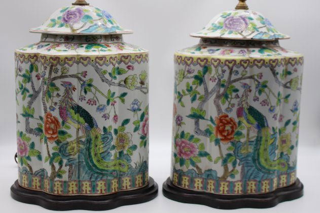 MID 20TH C CHINESE FAMILLE ROSE PORCELAIN LAMPS (1 of 9)